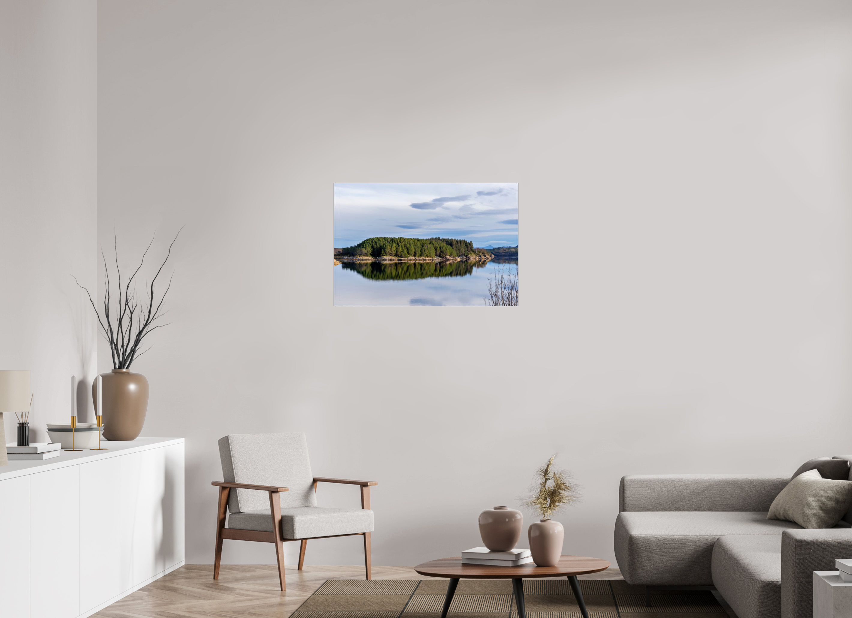 90 x 60 cm, Foto-Abzug hinter Acrylglas glänzend Mirror Island