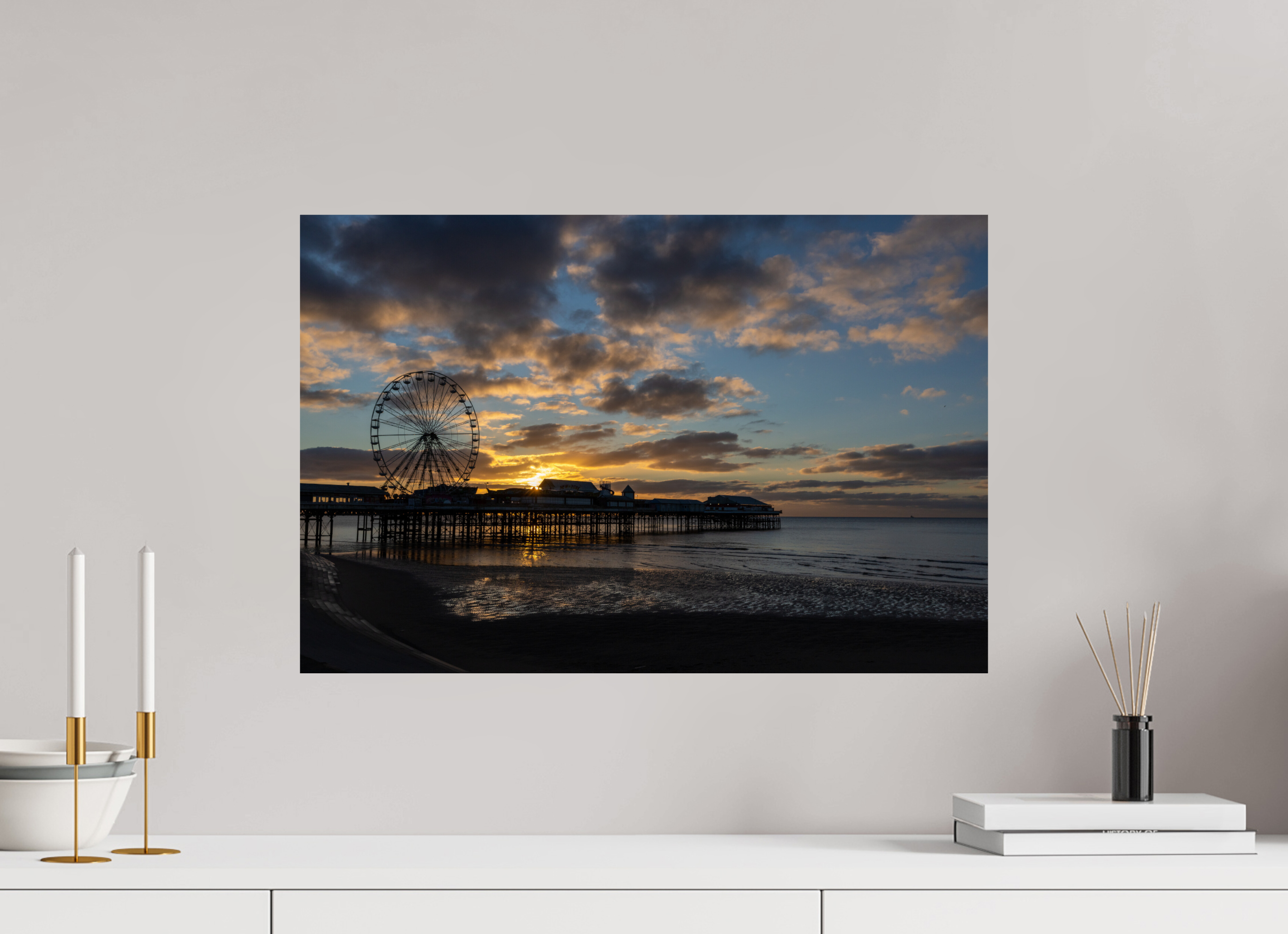 60 x 40 cm, Fine Art Print auf Alu-Dibond Golden Hour Pier