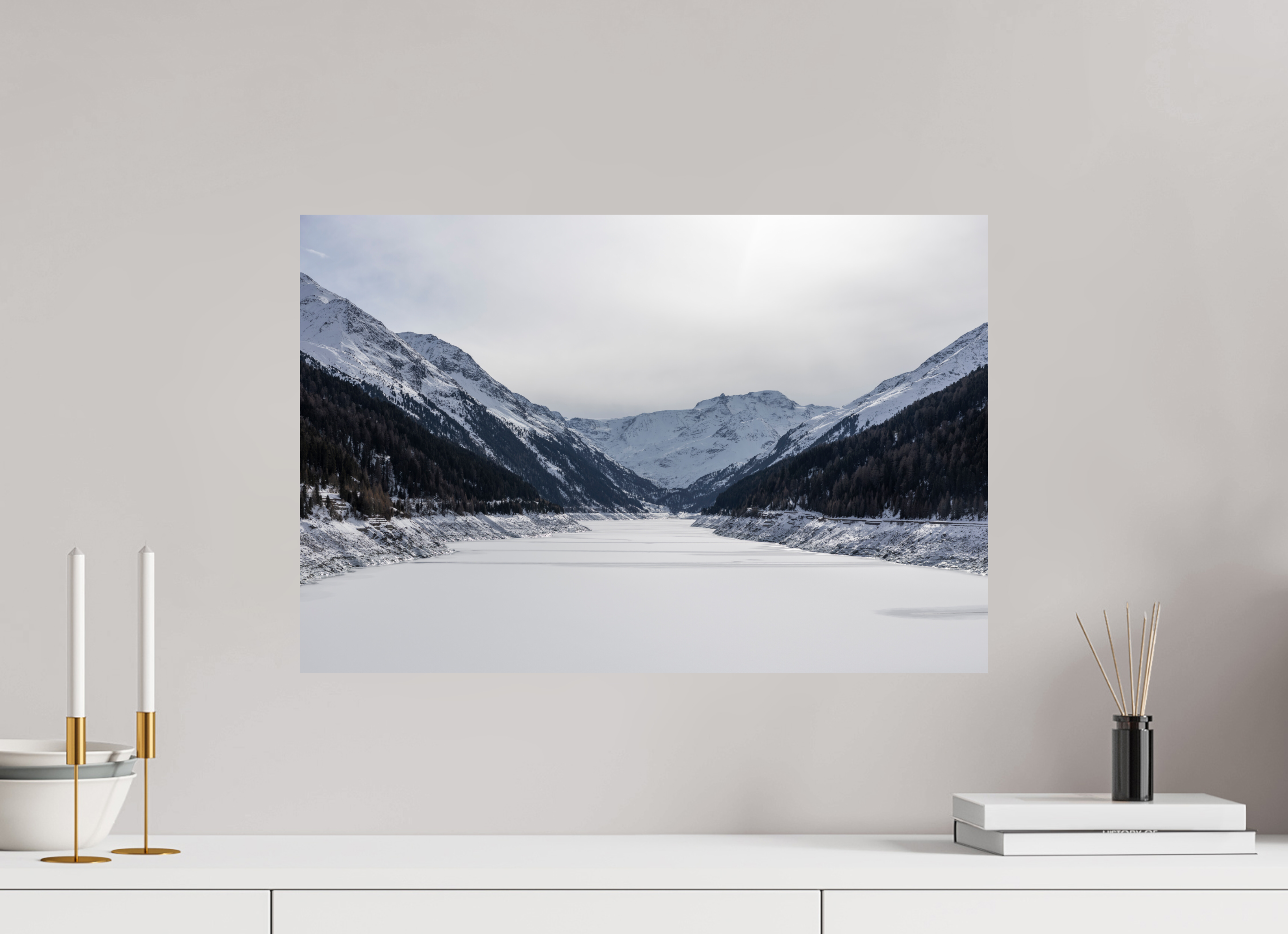 60 x 40 cm, Fine Art Print auf Alu-Dibond Frozen Reservoir