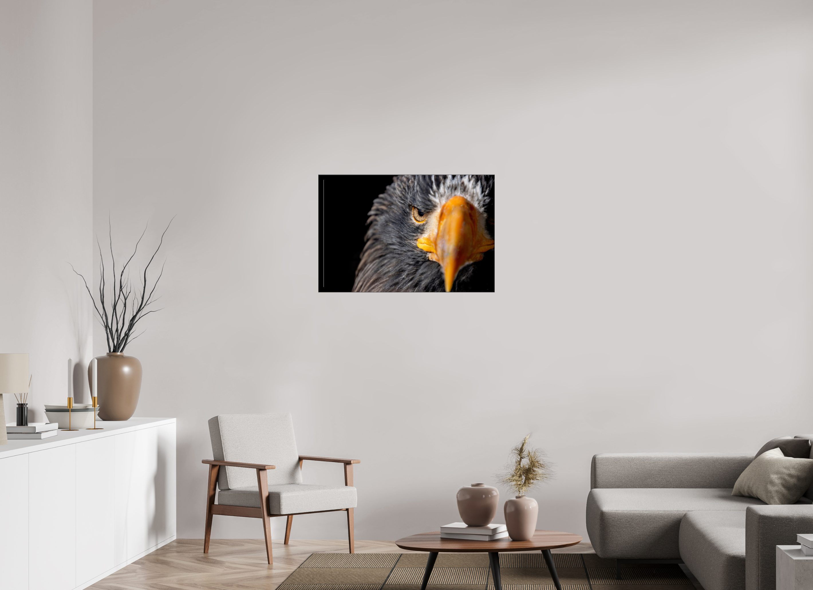 90 x 60 cm, Foto-Abzug hinter Acrylglas glänzend Piercing Gaze