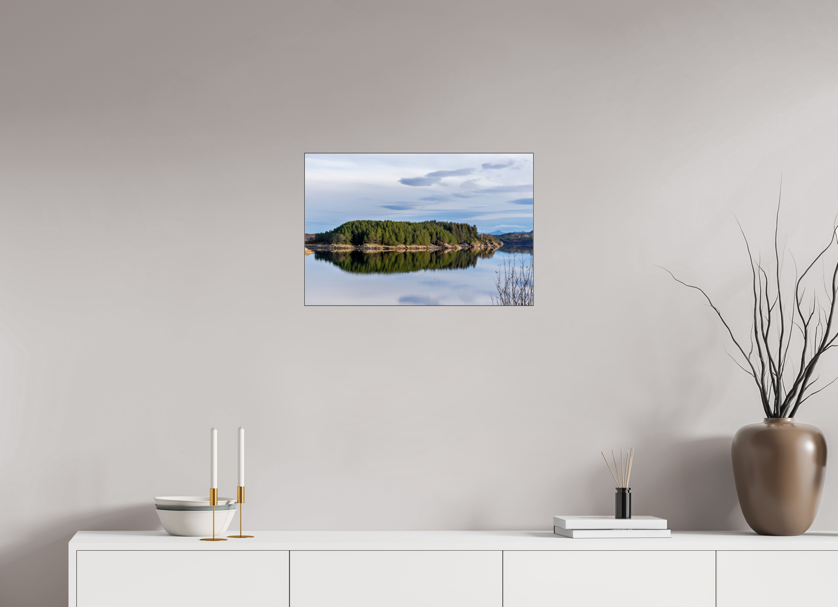 60 x 40 cm, Foto-Abzug hinter Acrylglas glänzend Mirror Island
