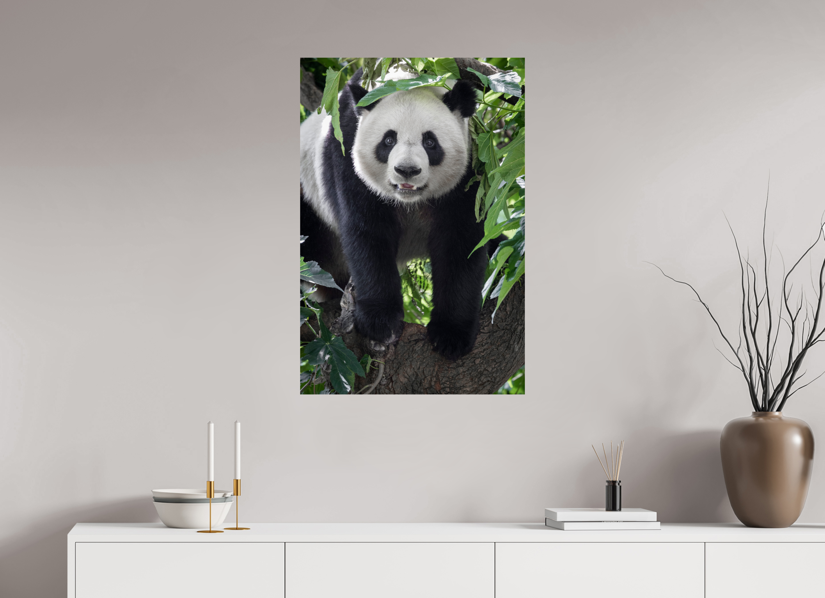 60 x 90 cm, Fine Art Print auf Alu-Dibond Panda Portrait