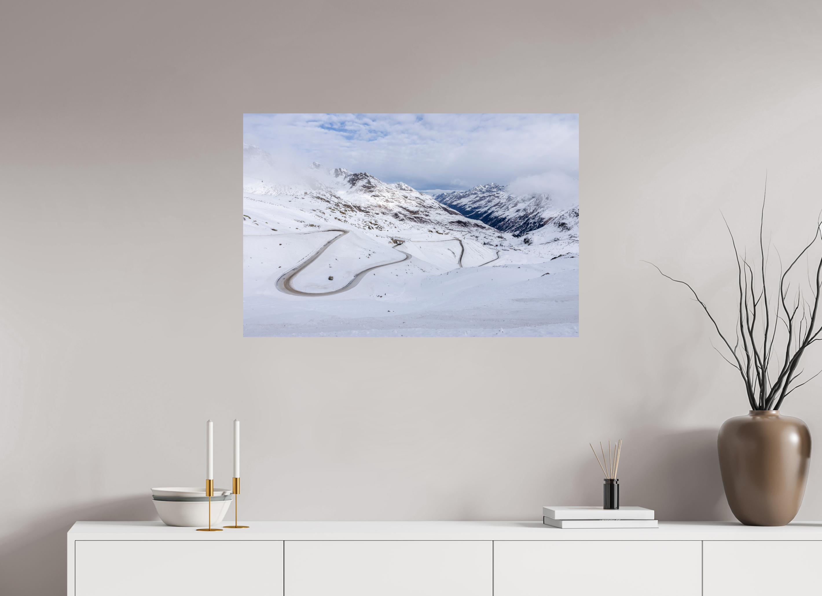 90 x 60 cm, Fine Art Print auf Alu-Dibond Frozen Route
