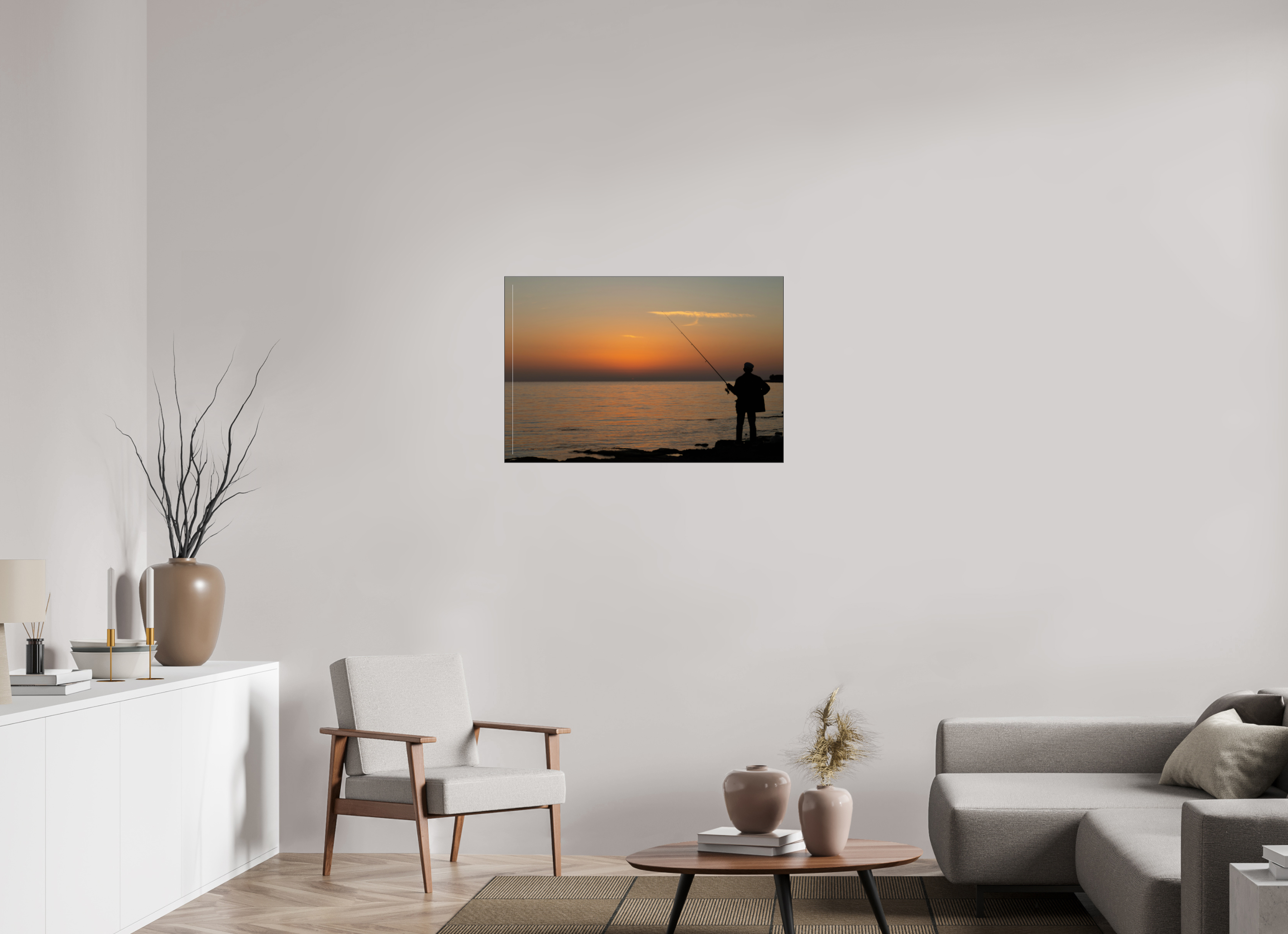 90 x 60 cm, Foto-Abzug hinter Acrylglas glänzend Golden Hour Fishing