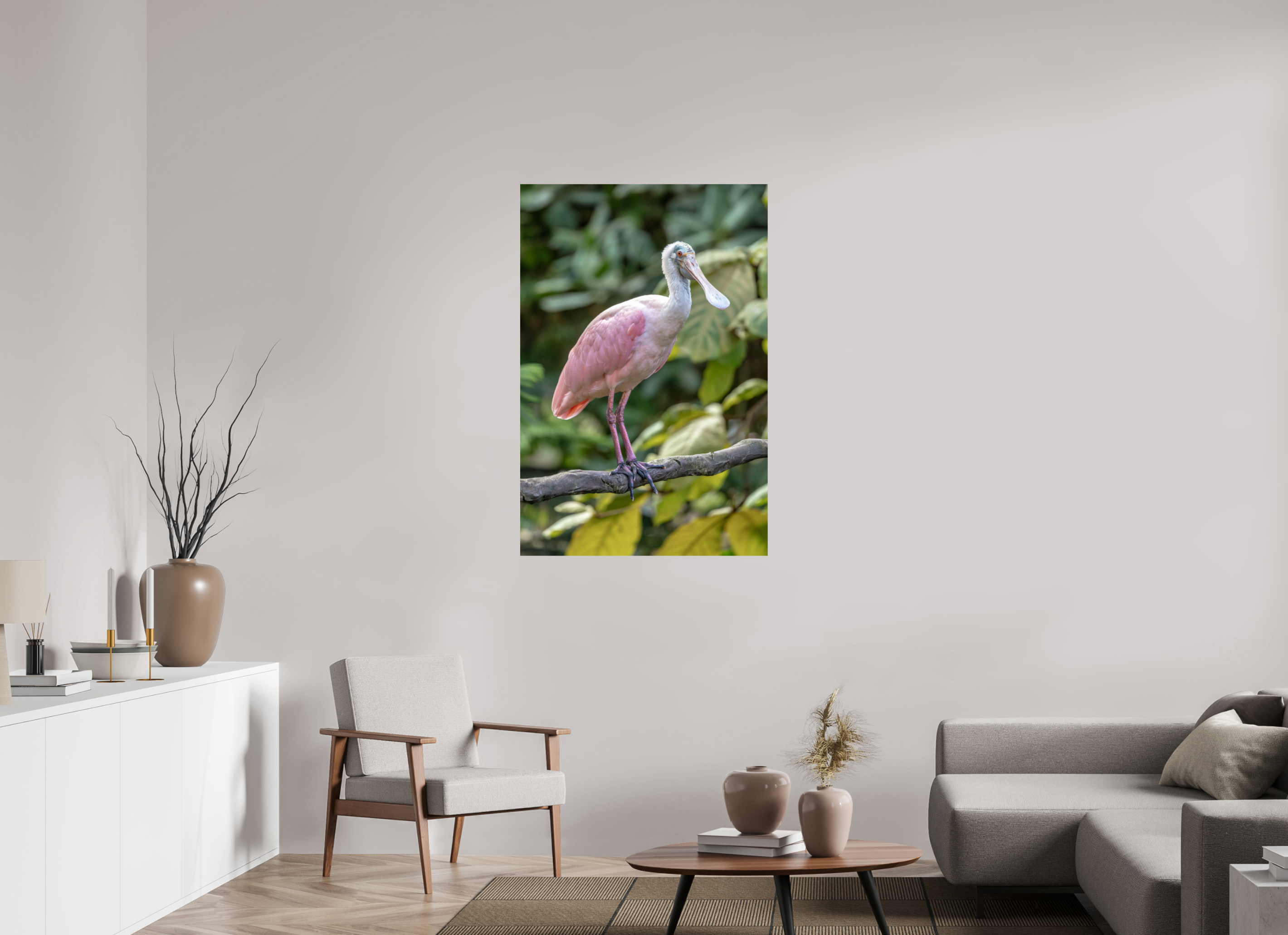 80 x 120 cm, Fine Art Print auf Alu-Dibond Perched in Pink
