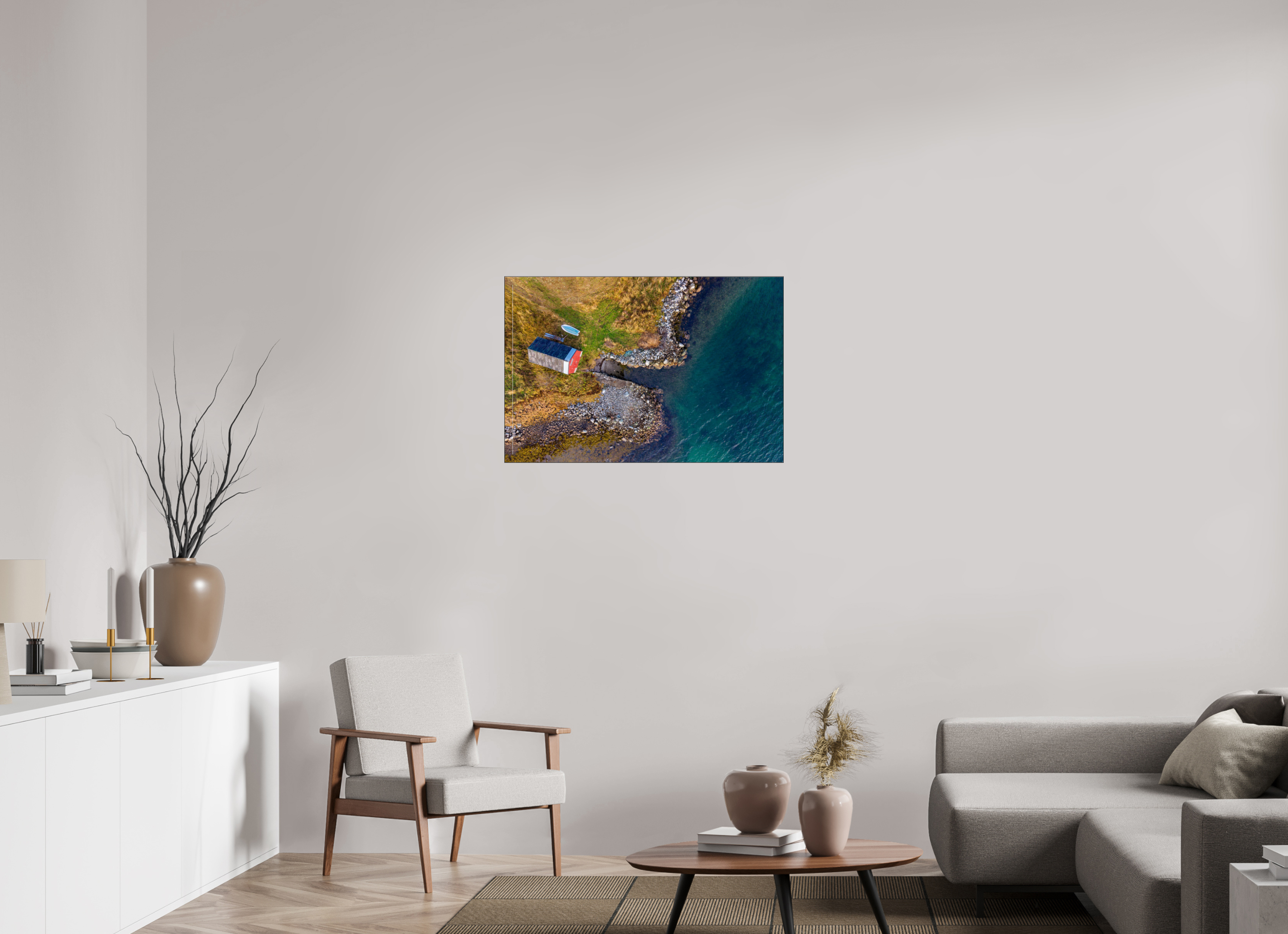 90 x 60 cm, Foto-Abzug hinter Acrylglas glänzend Lakeside Shack