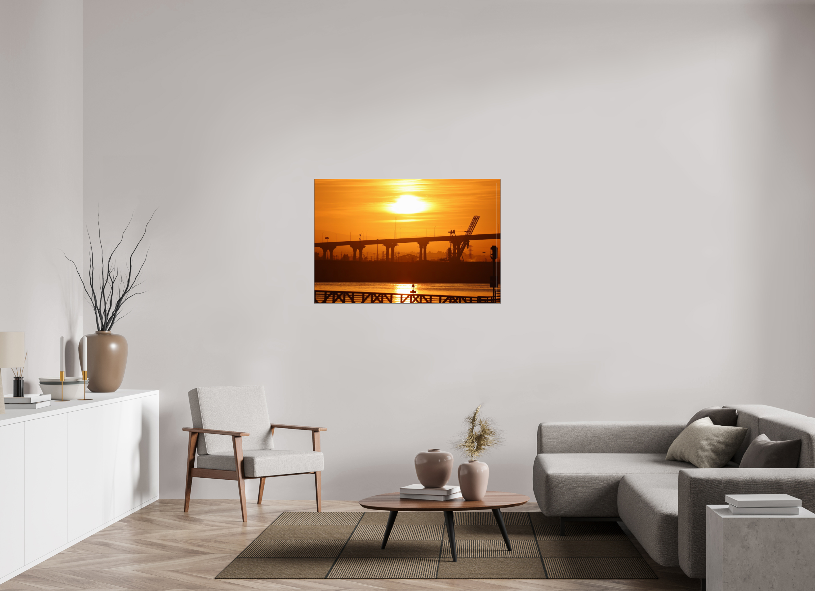 120 x 80 cm, Foto-Abzug hinter Acrylglas glänzend Golden Harbor