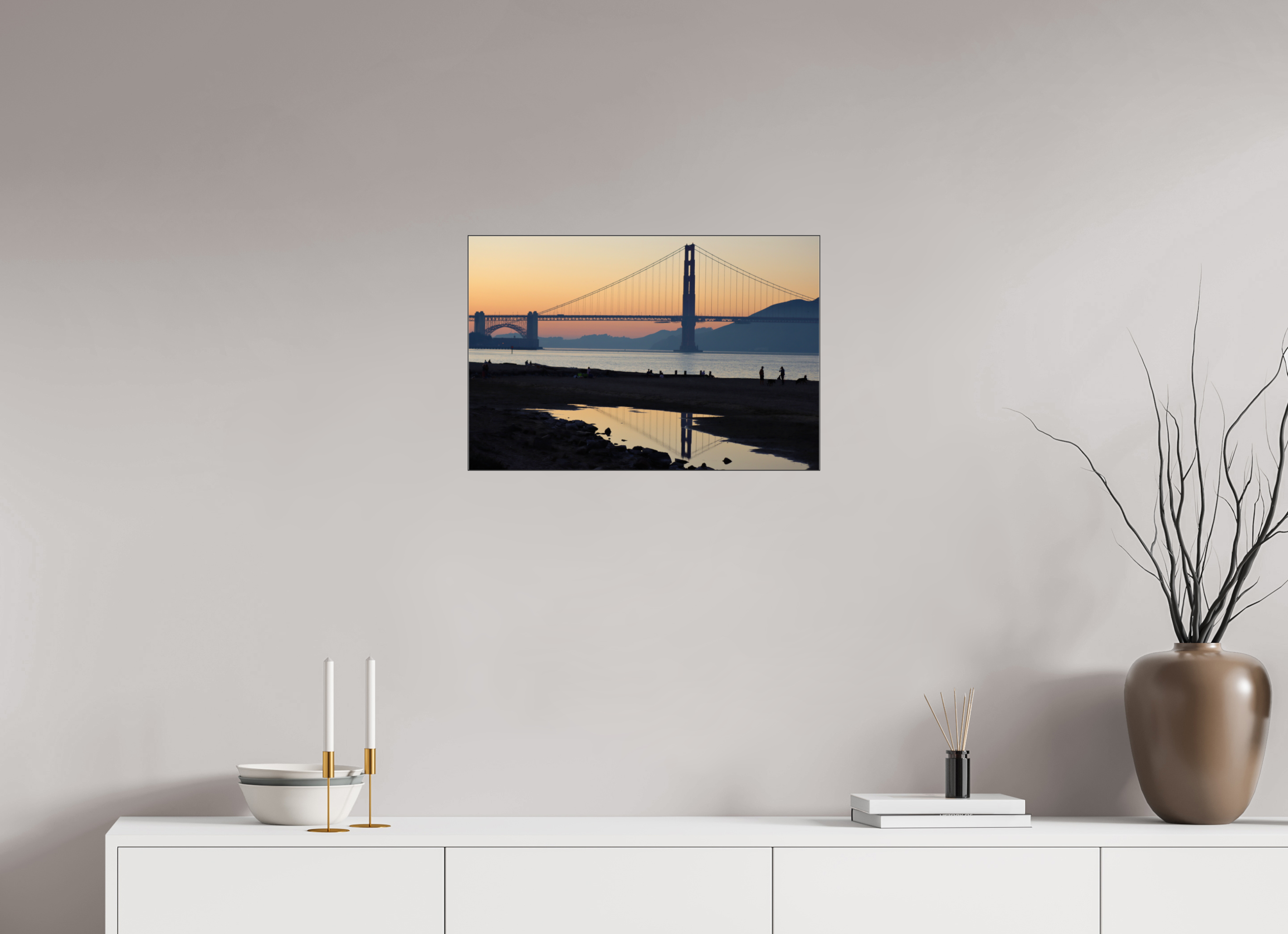 60 x 40 cm, Foto-Abzug hinter Acrylglas glänzend Sunset over the Bay