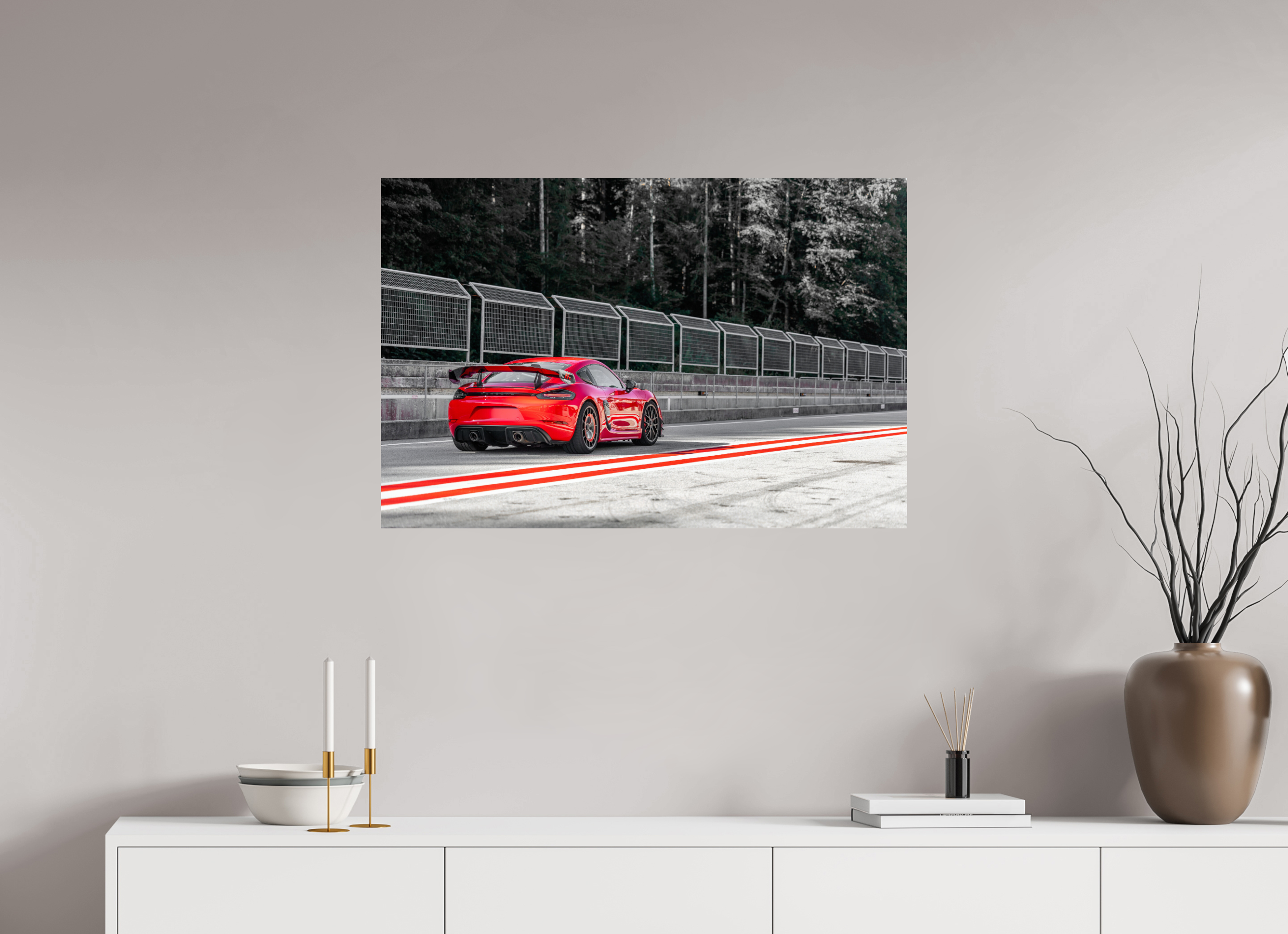 90 x 60 cm, Fine Art Print auf Alu-Dibond Racing in Red
