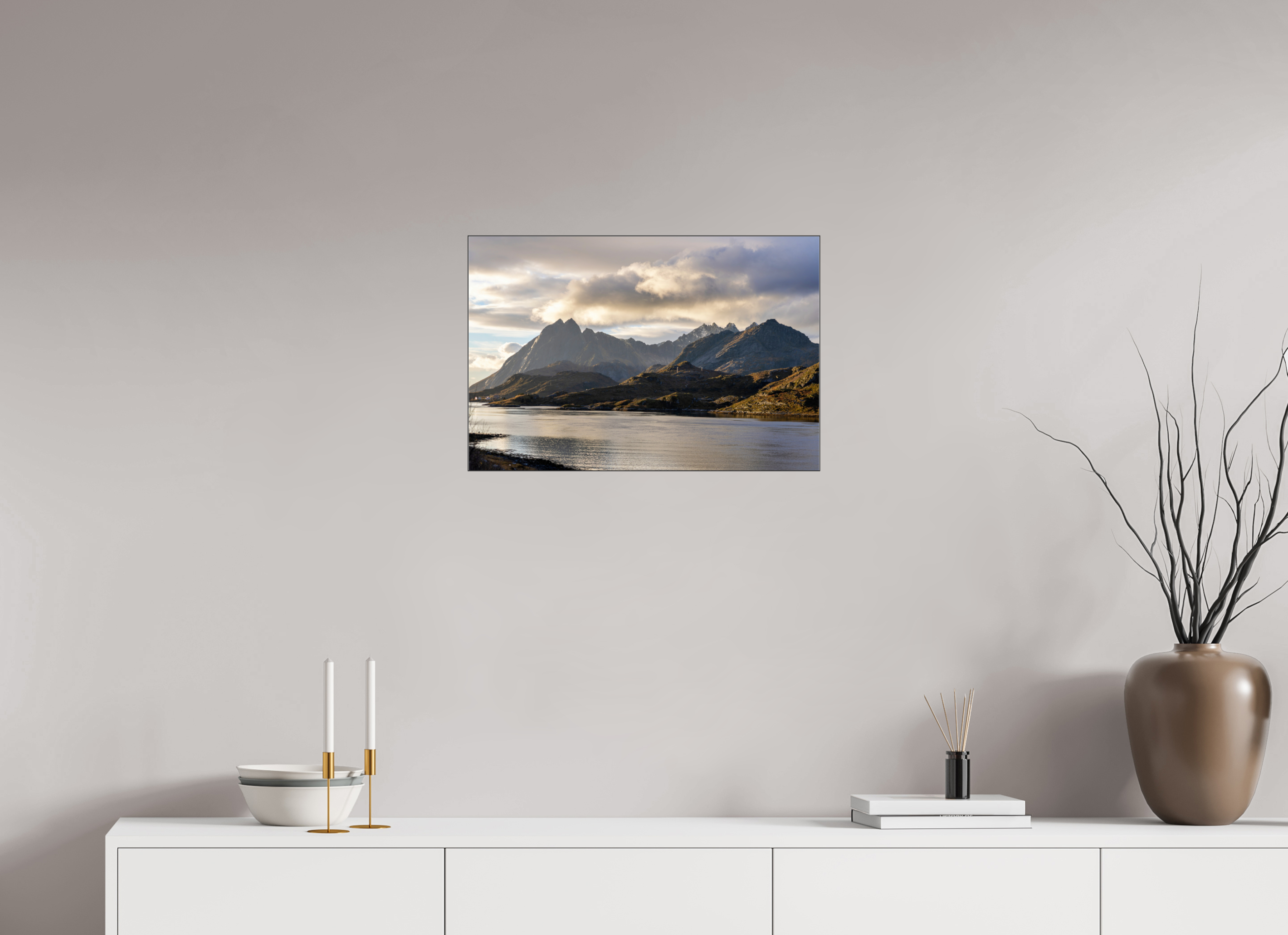 60 x 40 cm, Foto-Abzug hinter Acrylglas glänzend Dusk over the Lake