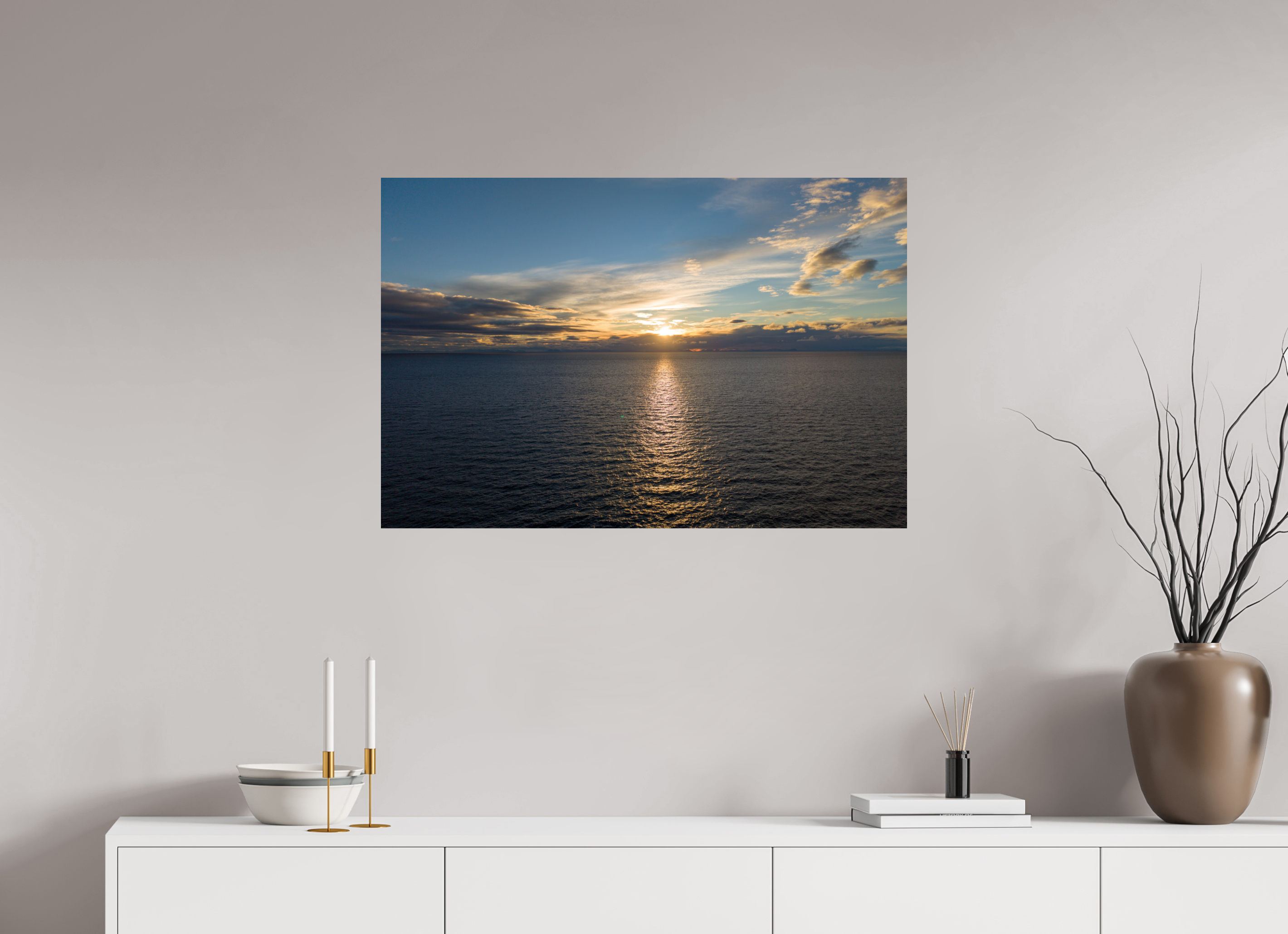 90 x 60 cm, Fine Art Print auf Alu-Dibond Ocean Sunrise