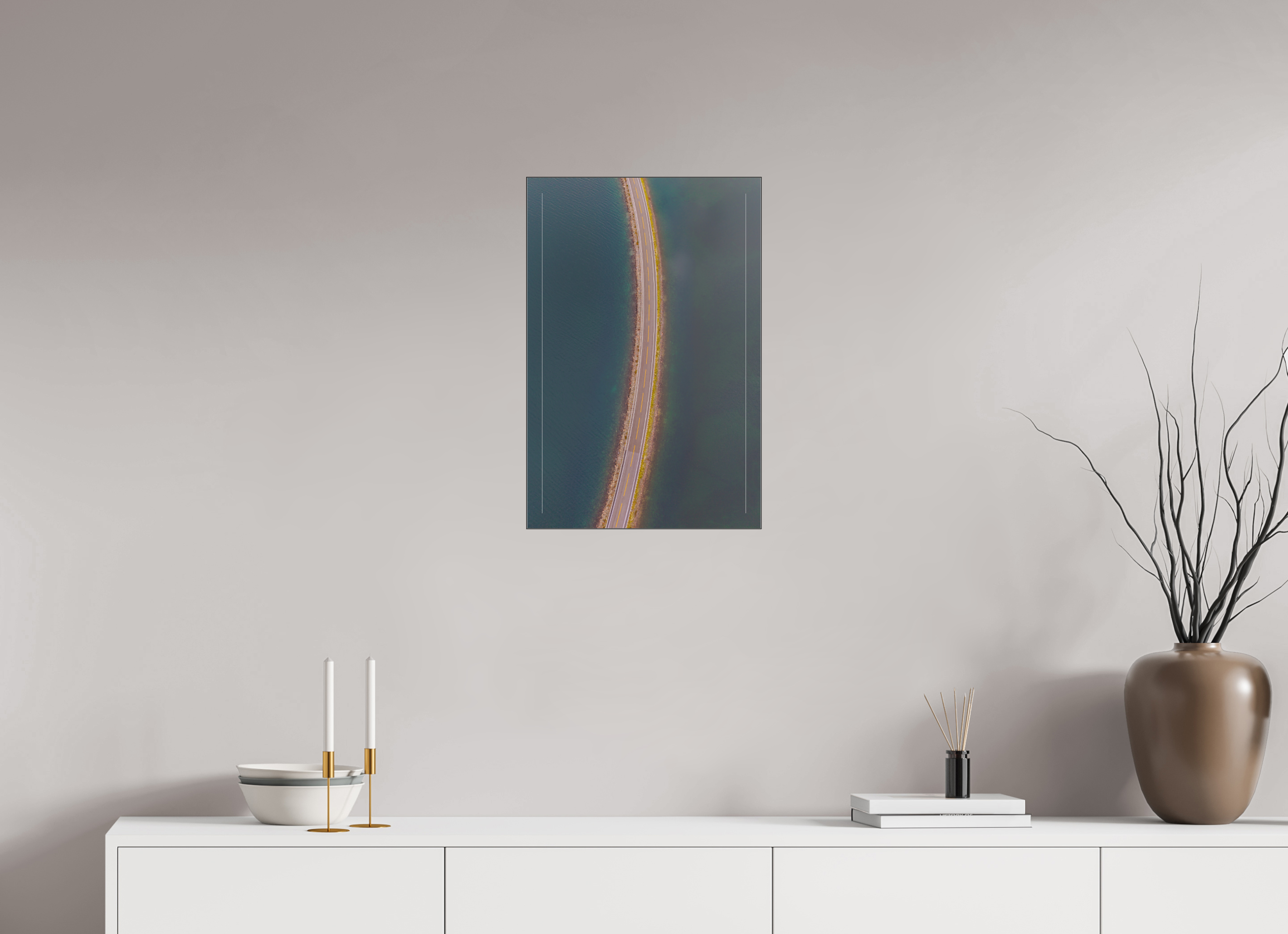40 x 60 cm, Foto-Abzug hinter Acrylglas glänzend Road Through Water