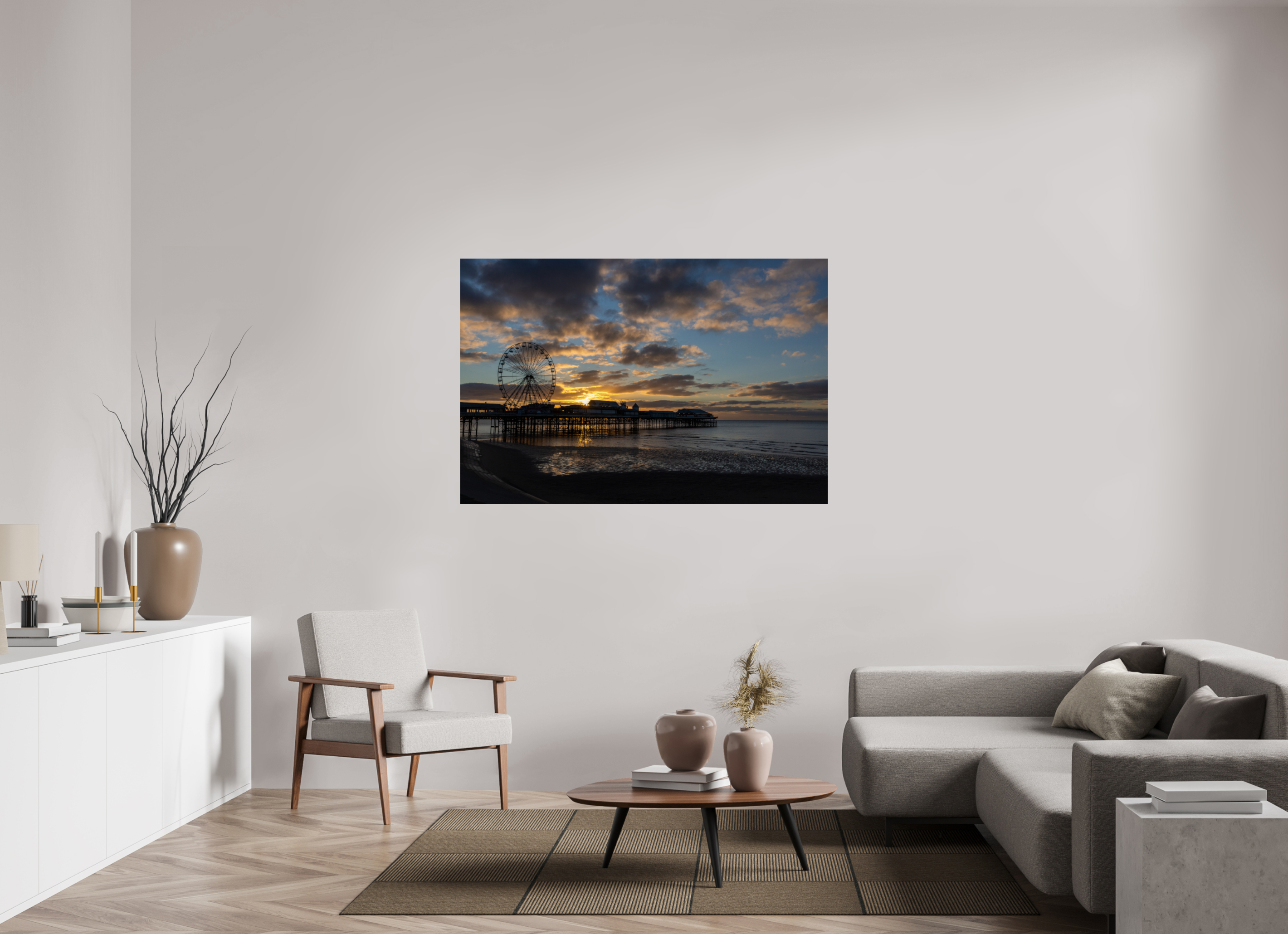 150 x 100 cm, Fine Art Print auf Alu-Dibond Golden Hour Pier