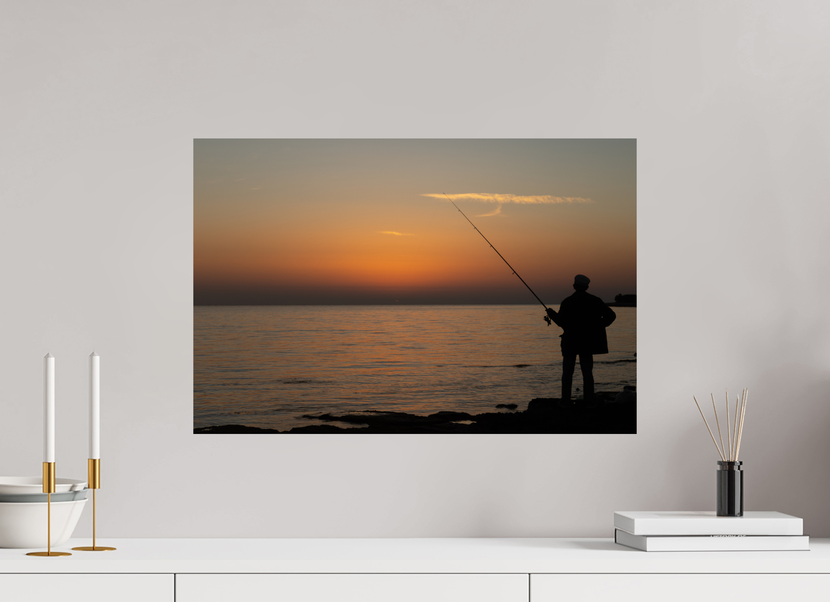 60 x 40 cm, Fine Art Print auf Alu-Dibond Golden Hour Fishing