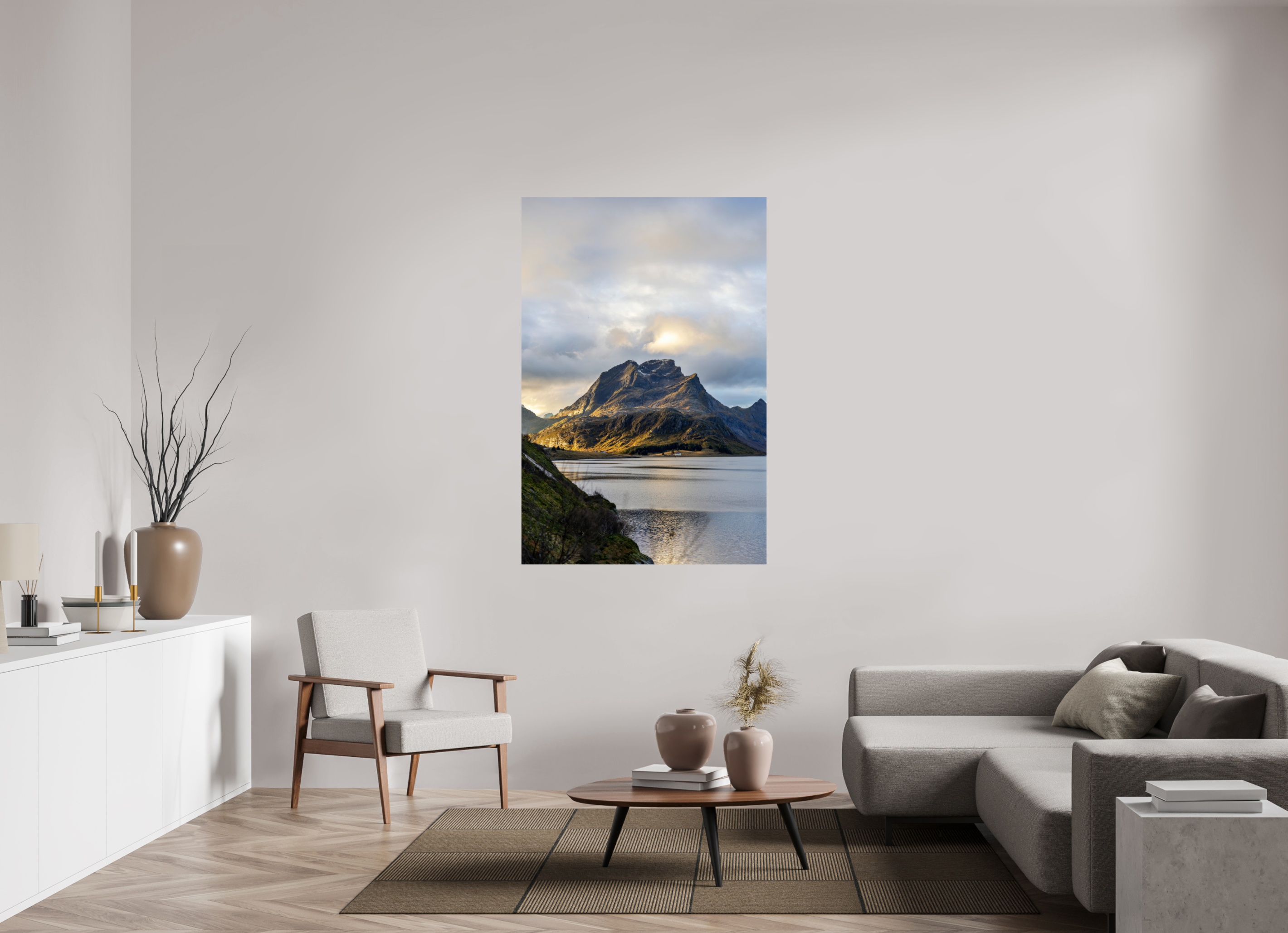 100 x 150 cm, Fine Art Print auf Alu-Dibond Light over the Peaks
