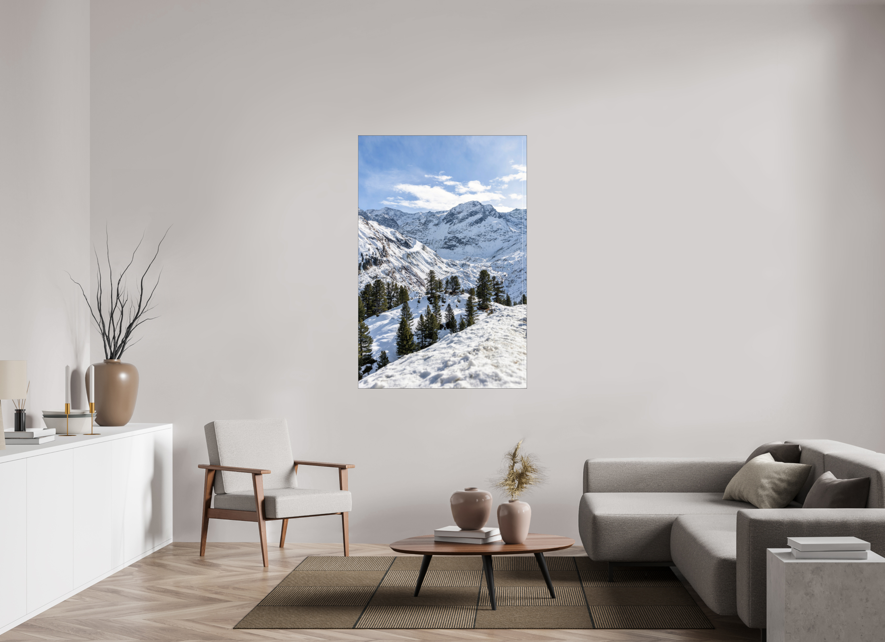 100 x 150 cm, Foto-Abzug hinter Acrylglas glänzend Alpine Frame