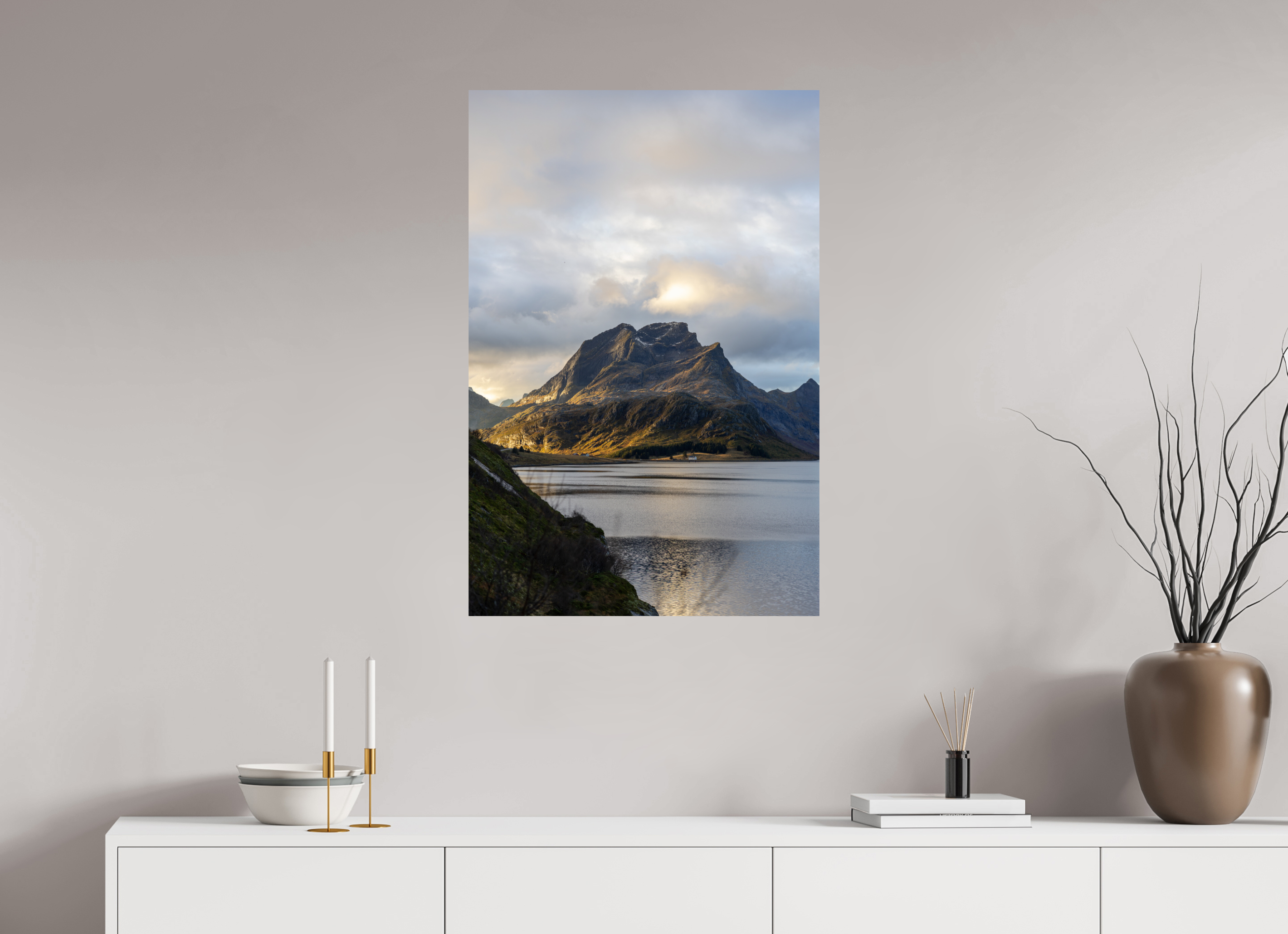 60 x 90 cm, Fine Art Print auf Alu-Dibond Light over the Peaks