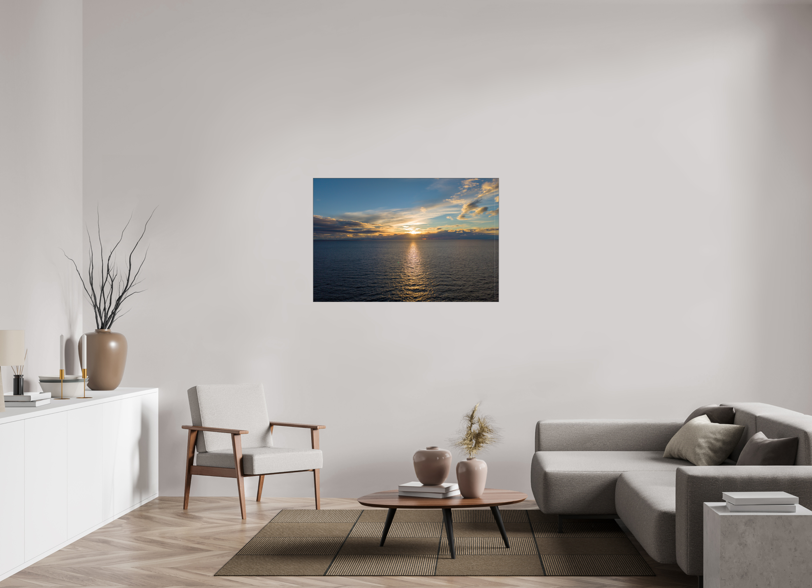 120 x 80 cm, Foto-Abzug hinter Acrylglas glänzend Ocean Sunrise