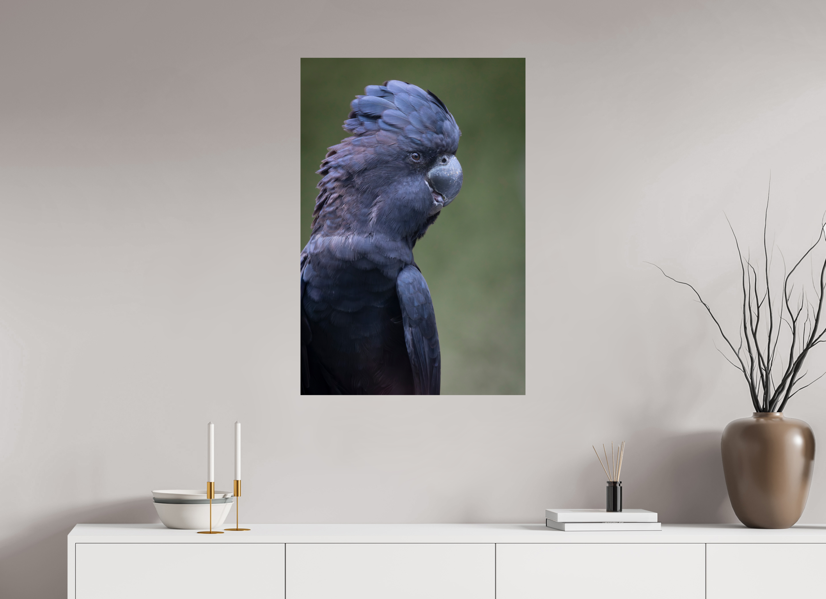 60 x 90 cm, Fine Art Print auf Alu-Dibond Profile of the Black Cockatoo