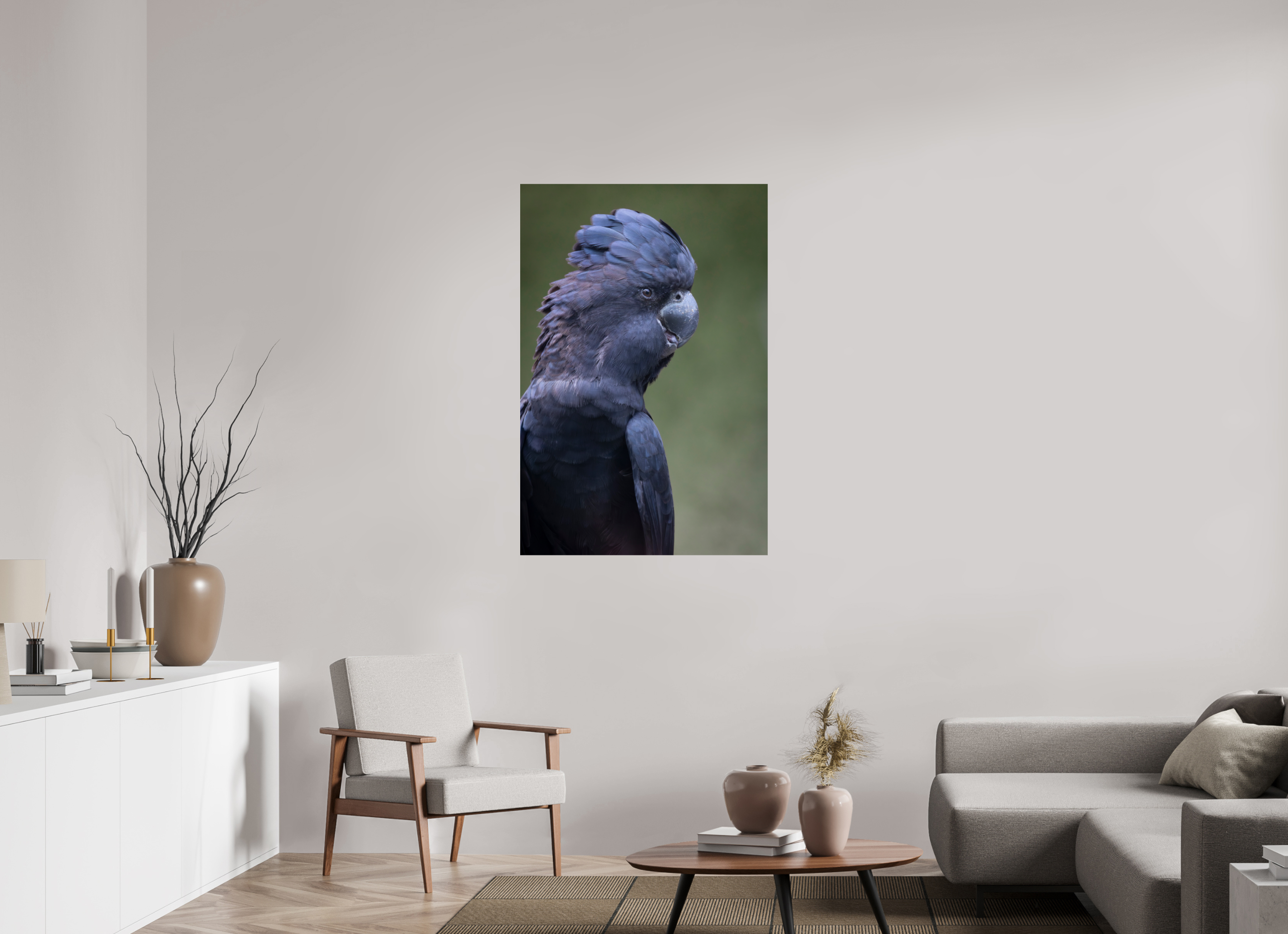 80 x 120 cm, Fine Art Print auf Alu-Dibond Profile of the Black Cockatoo