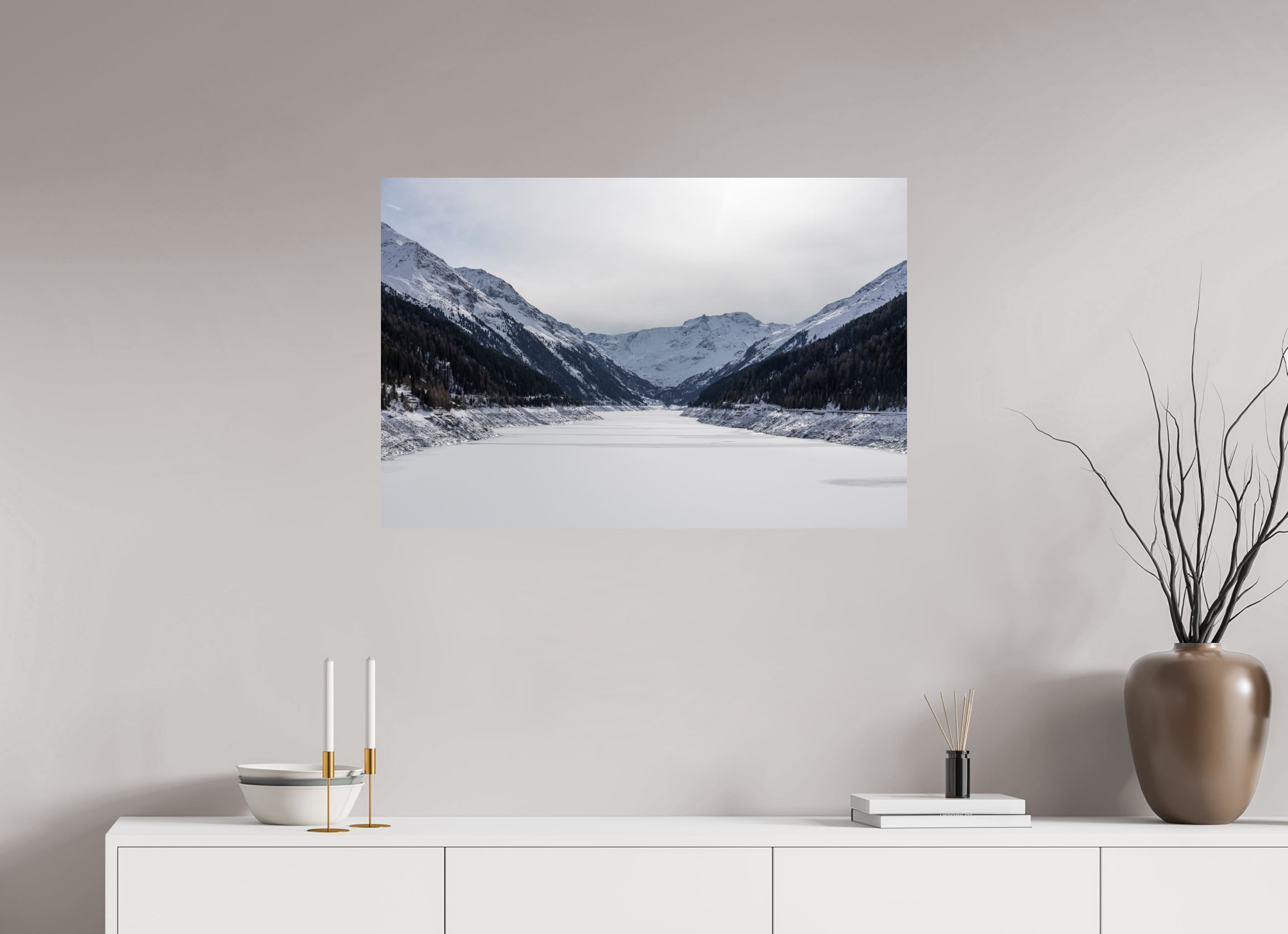 90 x 60 cm, Fine Art Print auf Alu-Dibond Frozen Reservoir