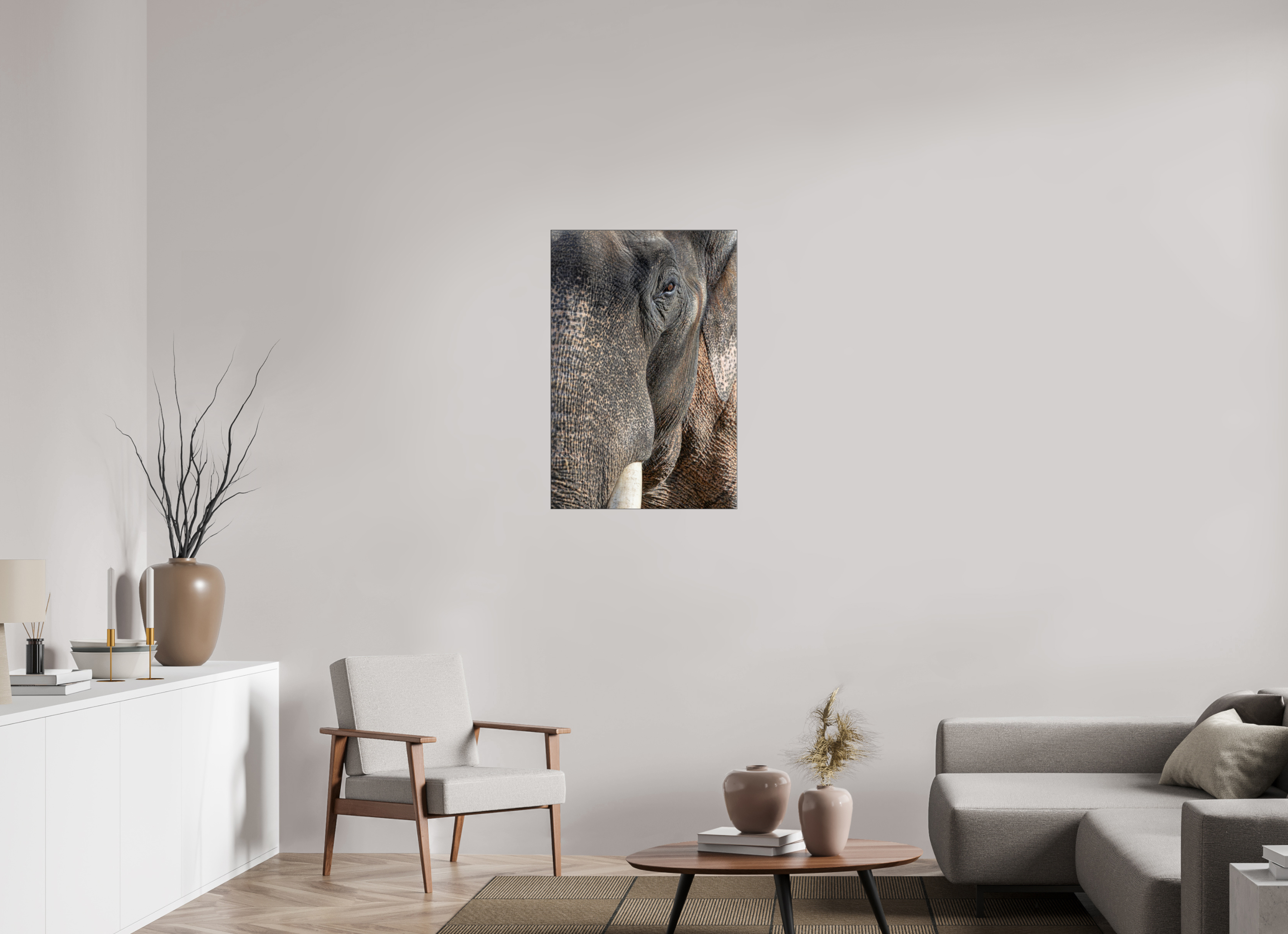 60 x 90 cm, Foto-Abzug hinter Acrylglas glänzend Soul of the Elephant