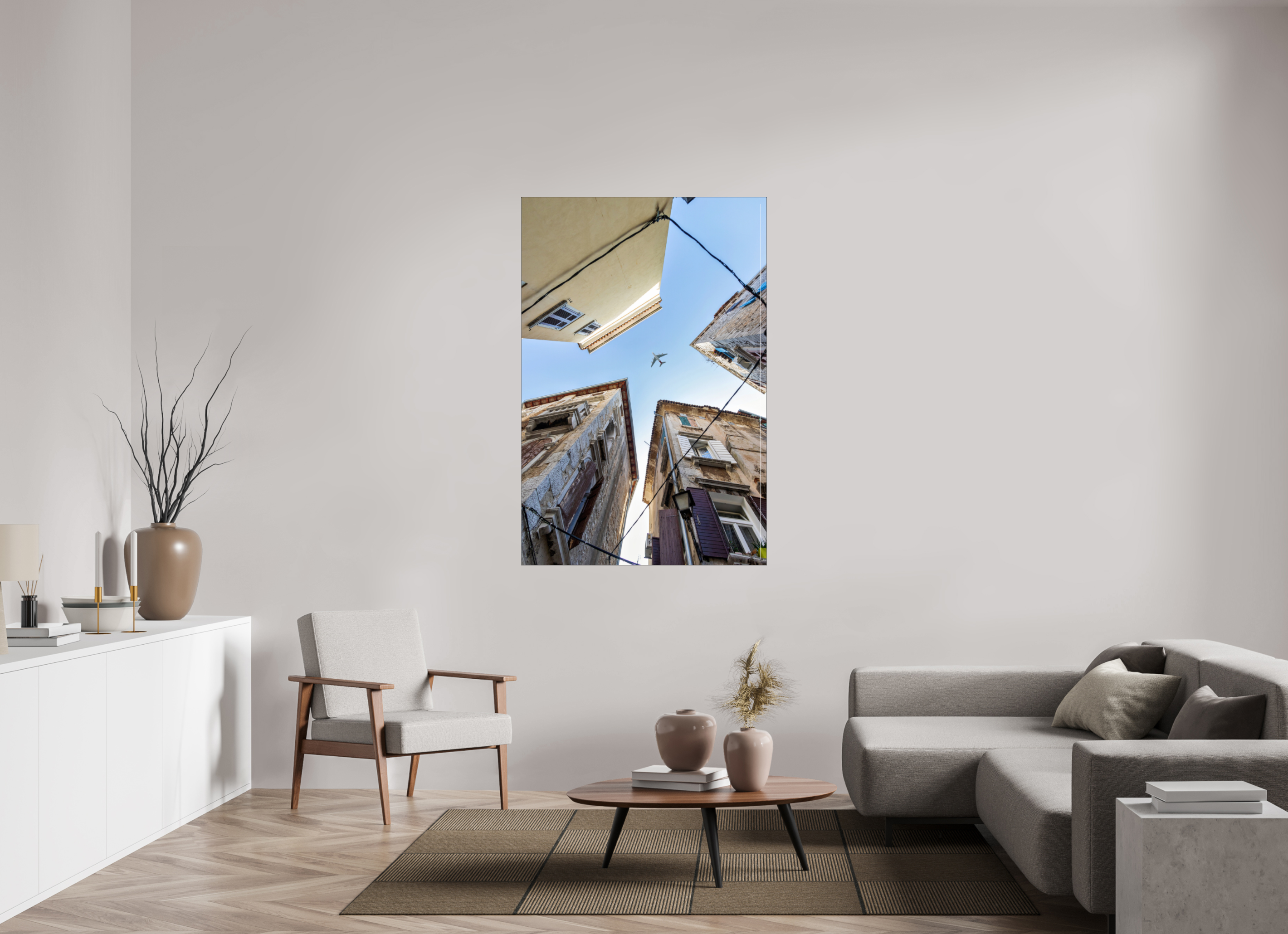 100 x 150 cm, Foto-Abzug hinter Acrylglas glänzend Urban Flight