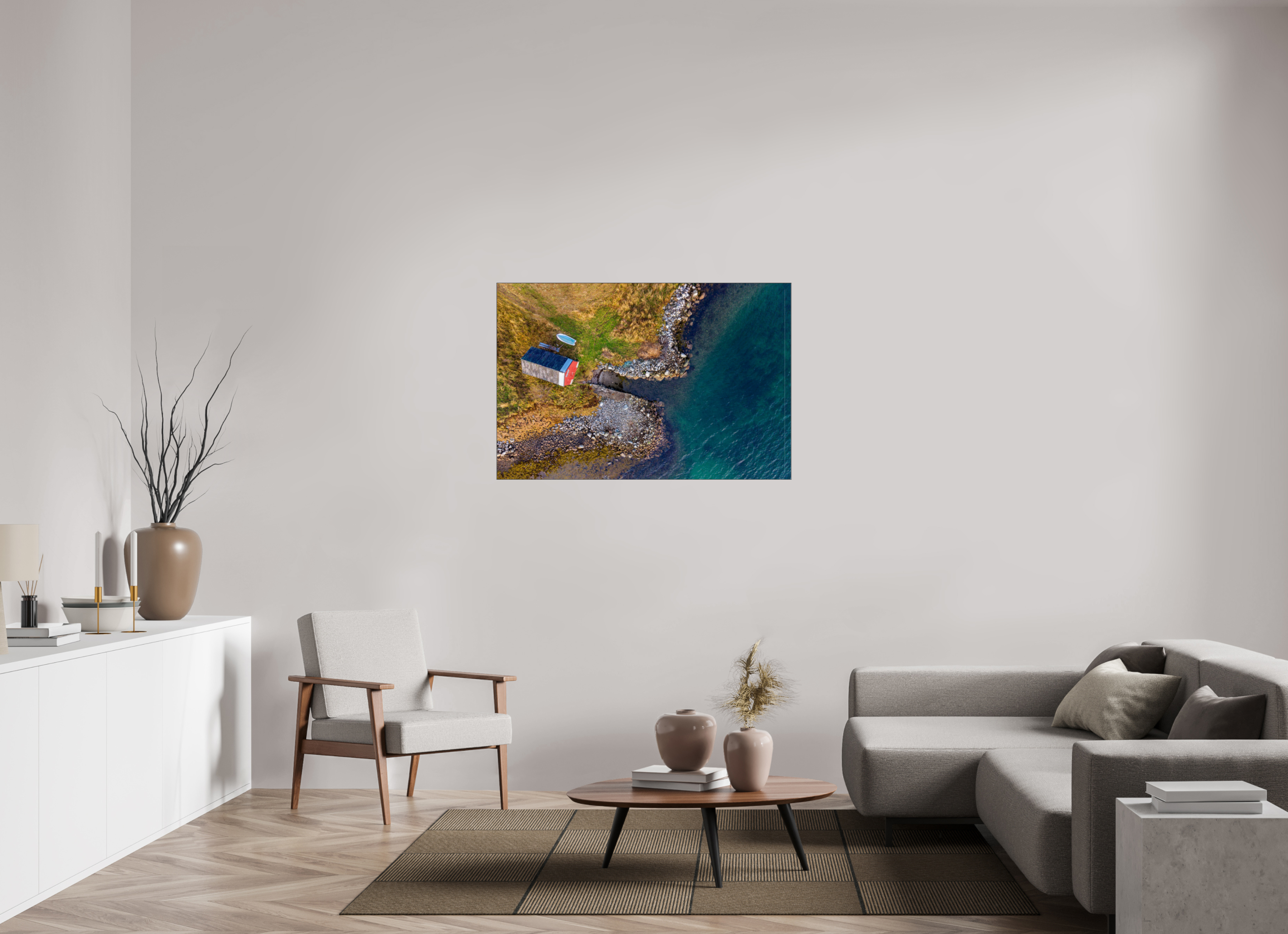 120 x 80 cm, Foto-Abzug hinter Acrylglas glänzend Lakeside Shack
