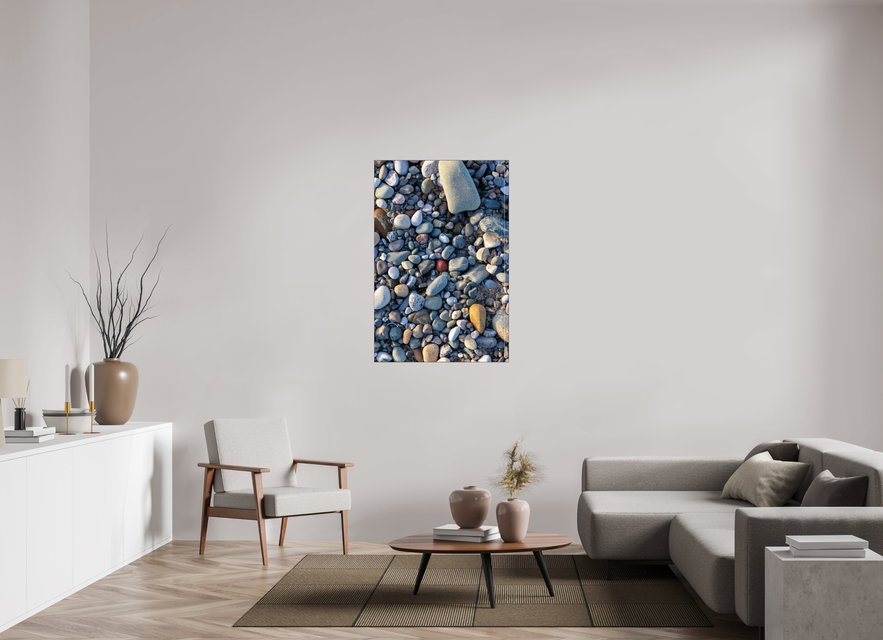 80 x 120 cm, Foto-Abzug hinter Acrylglas glänzend Shore of Stones
