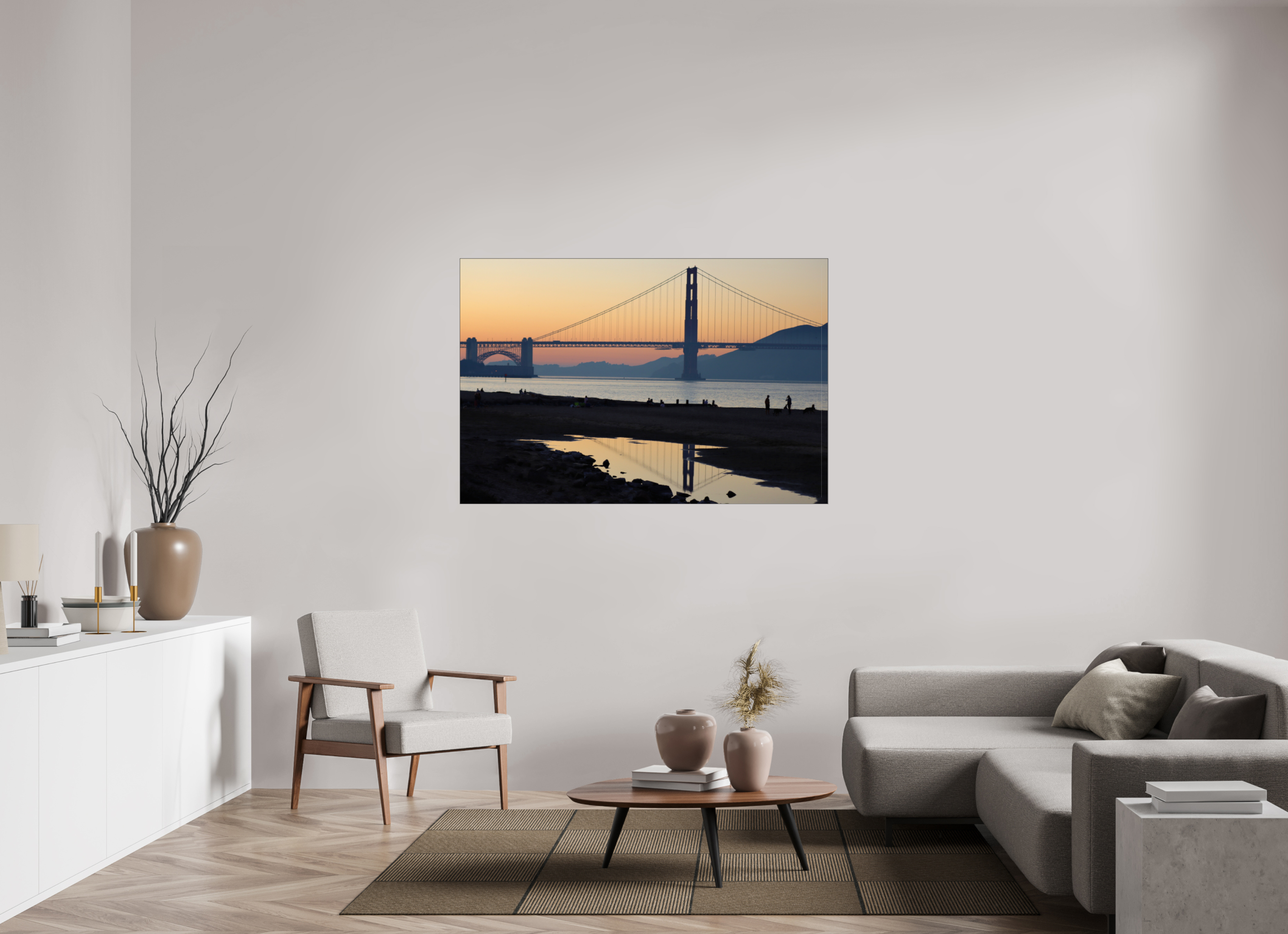 150 x 100 cm, Foto-Abzug hinter Acrylglas glänzend Sunset over the Bay