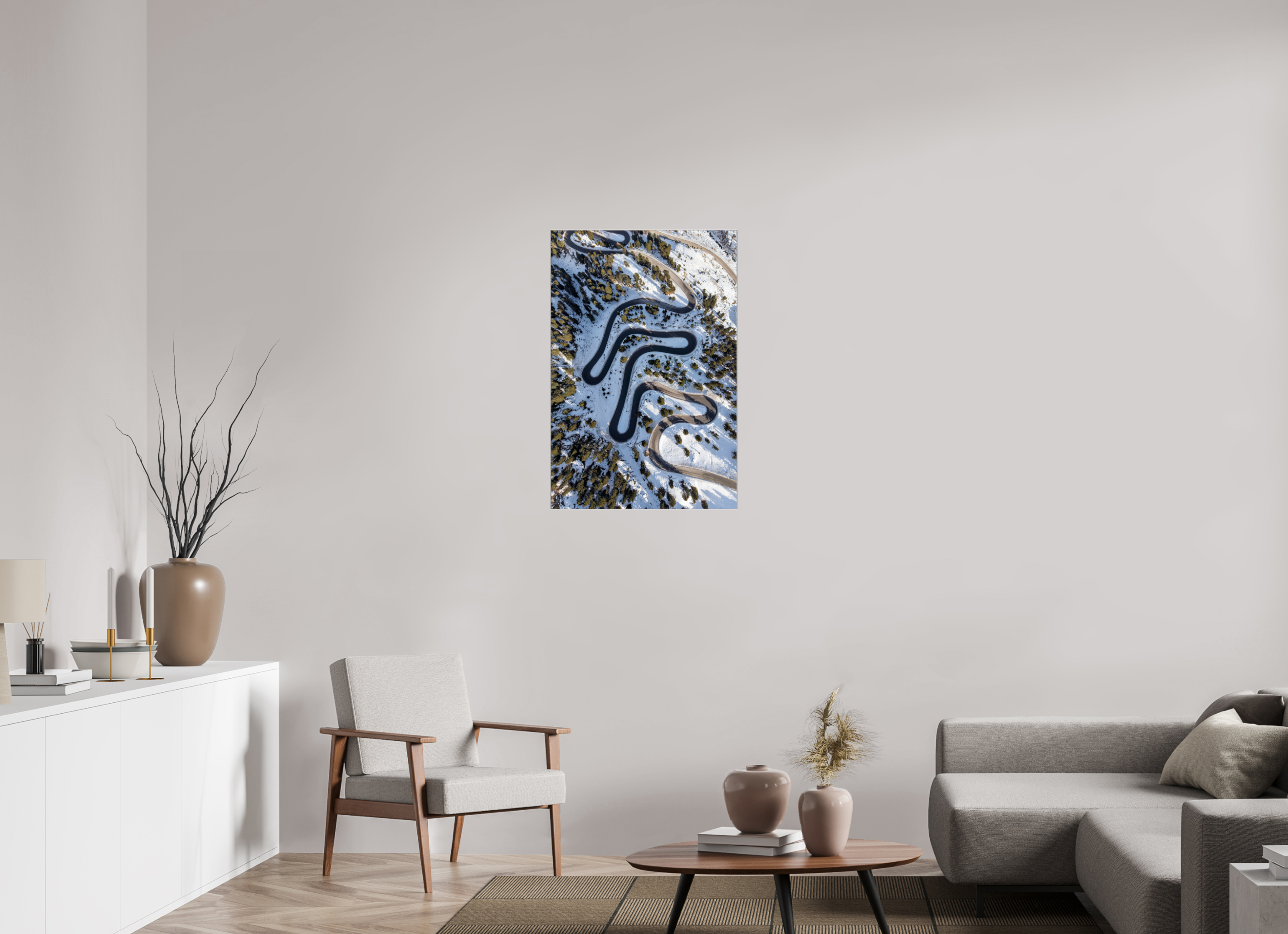 60 x 90 cm, Foto-Abzug hinter Acrylglas glänzend Winding Through Winter