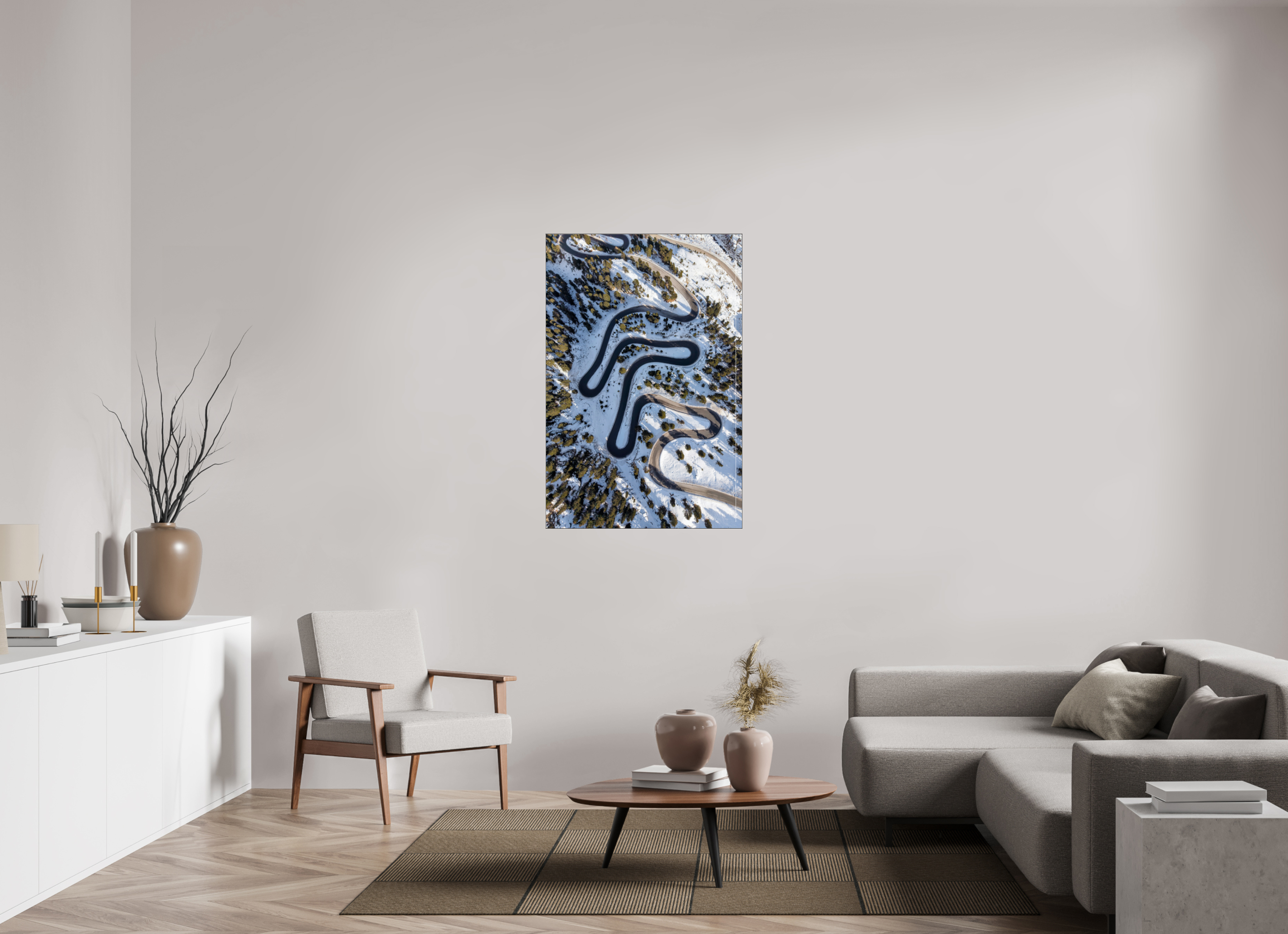 80 x 120 cm, Foto-Abzug hinter Acrylglas glänzend Winding Through Winter