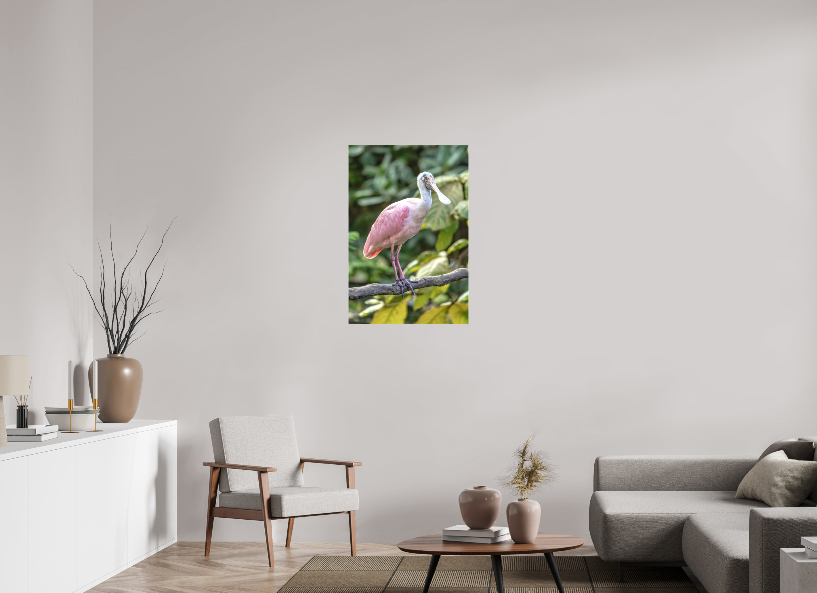 60 x 90 cm, Leinwand Perched in Pink