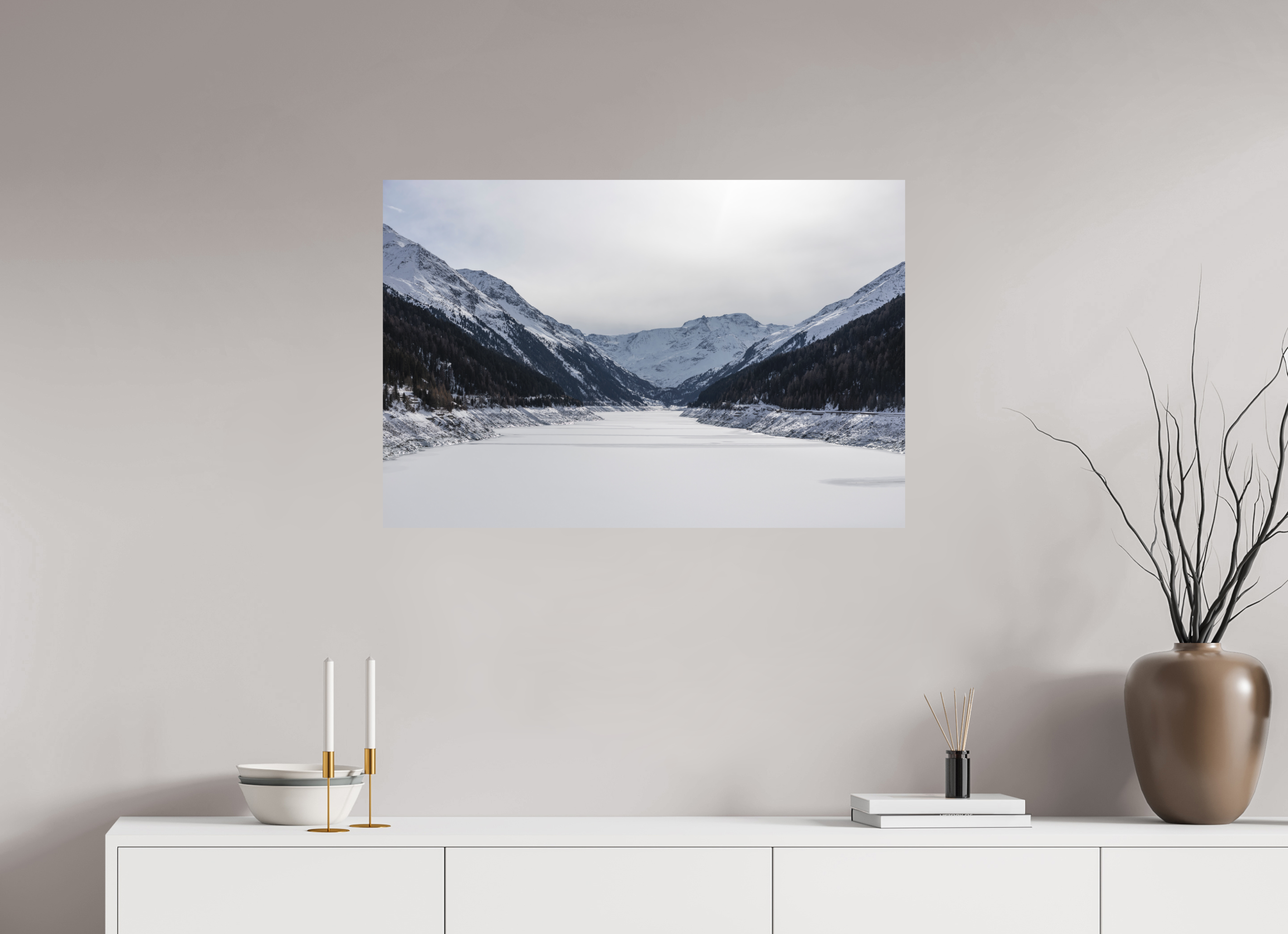90 x 60 cm, Fine-Art Print Matt Frozen Reservoir