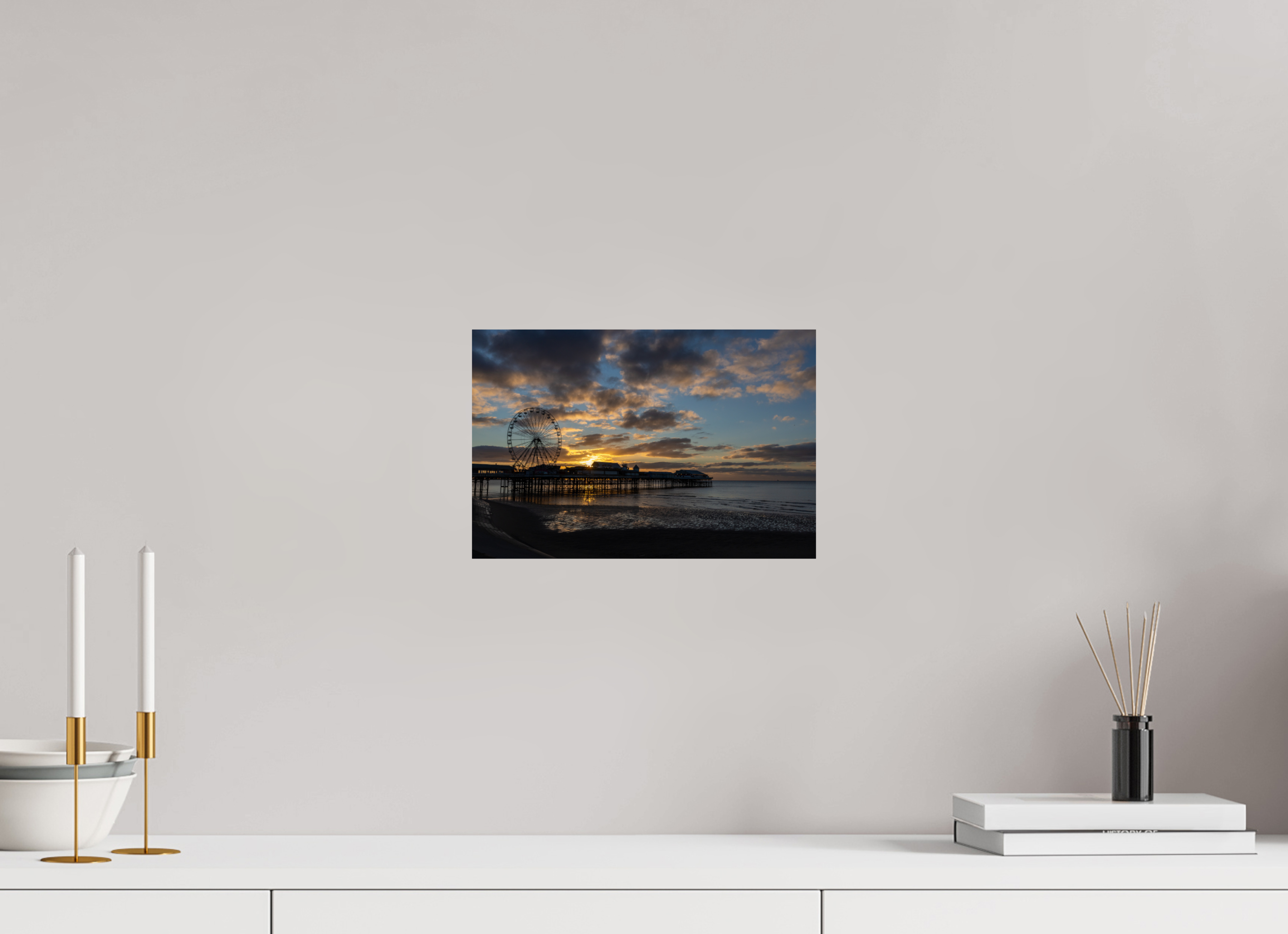 30 x 20 cm, Fine Art Print auf Alu-Dibond Golden Hour Pier