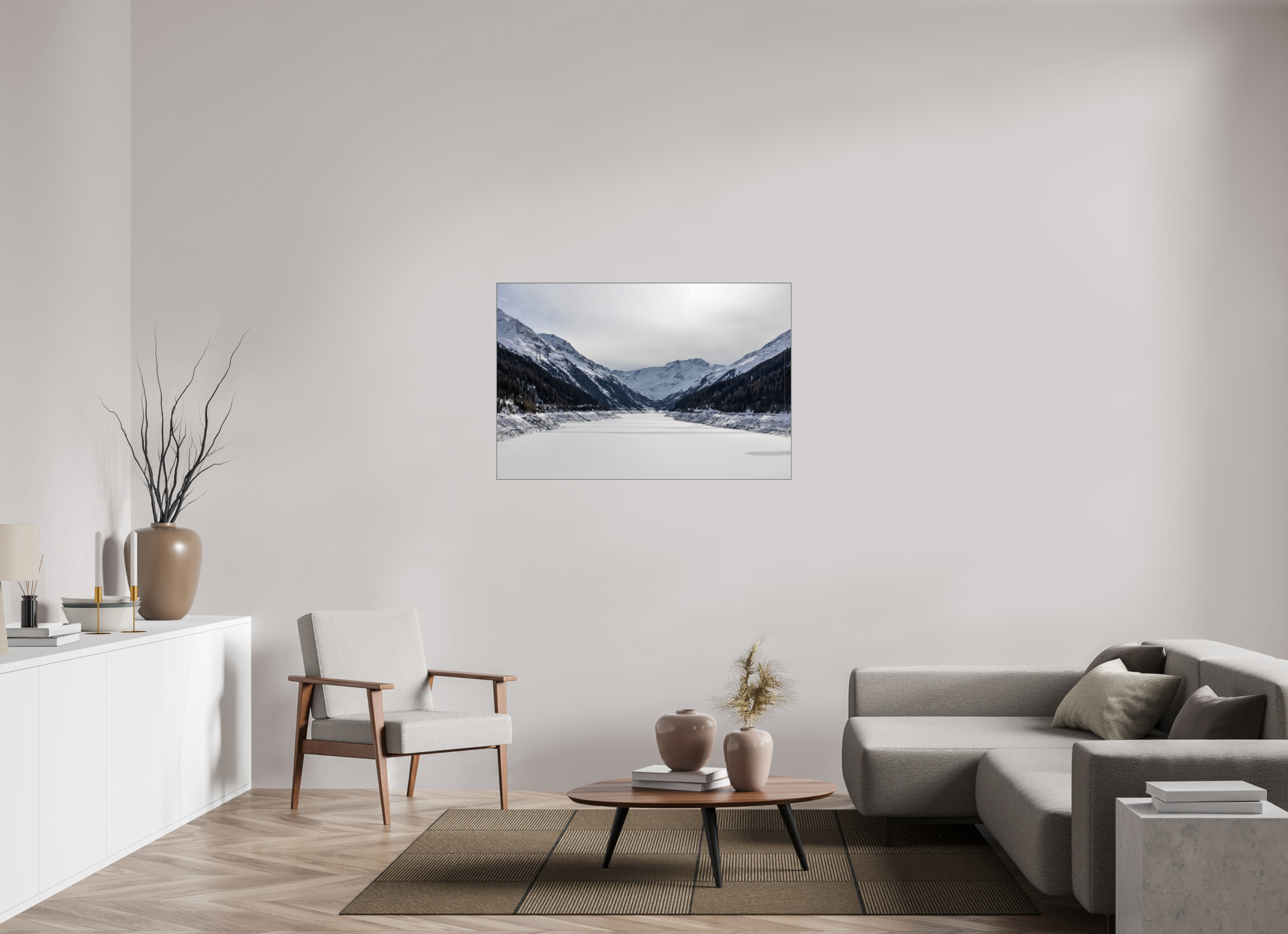 120 x 80 cm, Foto-Abzug hinter Acrylglas glänzend Frozen Reservoir