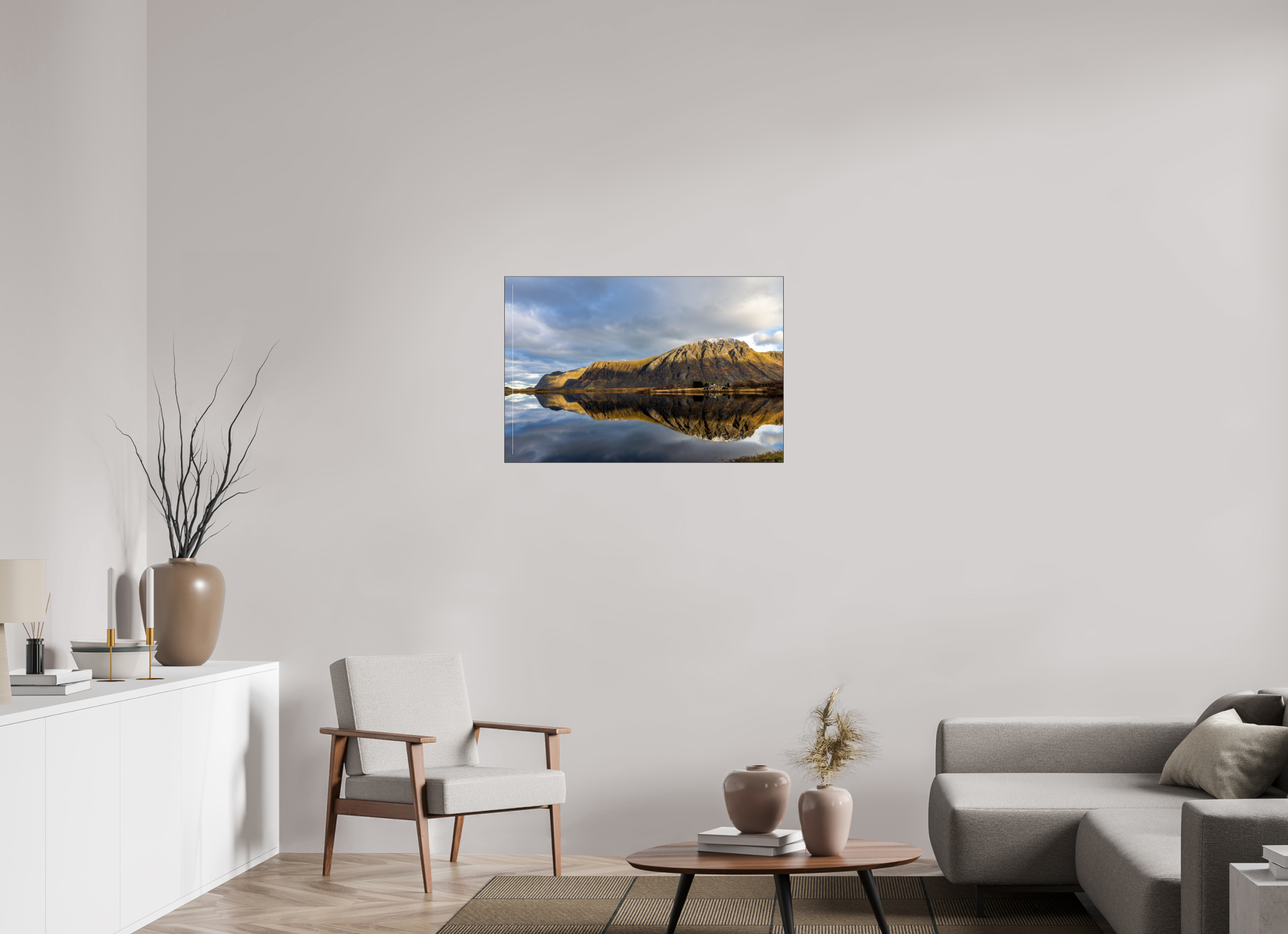 90 x 60 cm, Foto-Abzug hinter Acrylglas glänzend Mirror Mountains