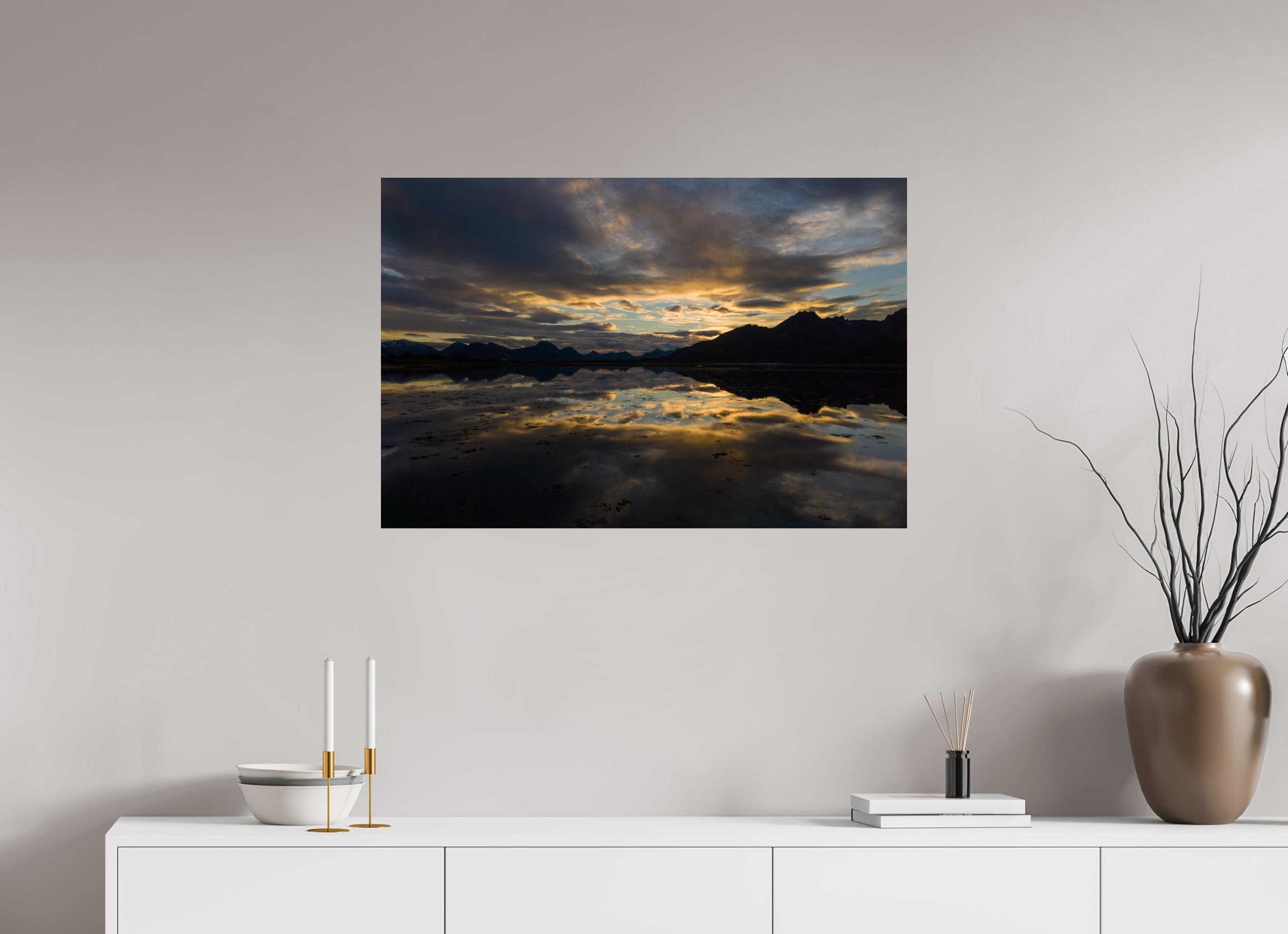 90 x 60 cm, Fine Art Print auf Alu-Dibond Golden Mirror