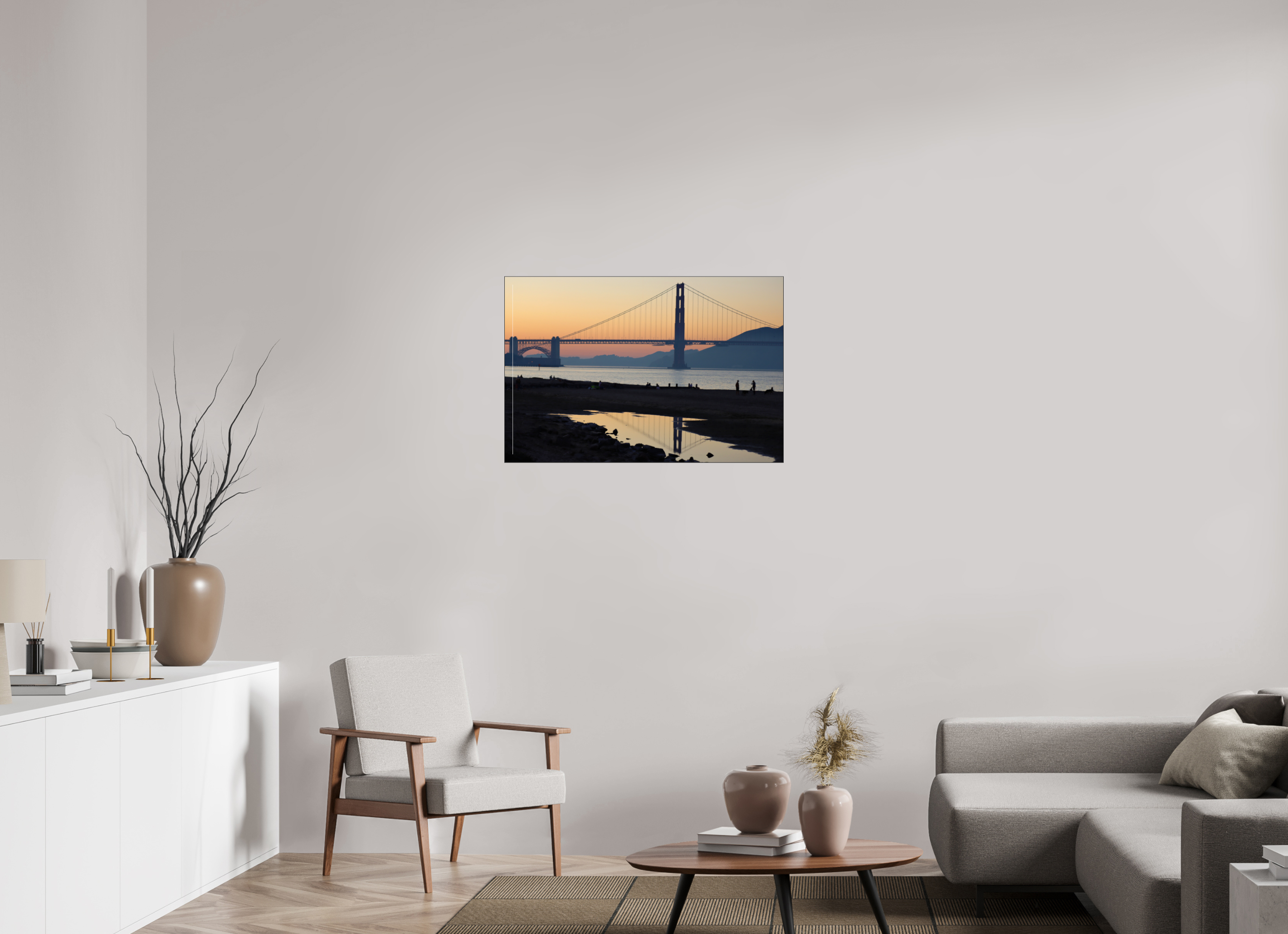 90 x 60 cm, Foto-Abzug hinter Acrylglas glänzend Sunset over the Bay
