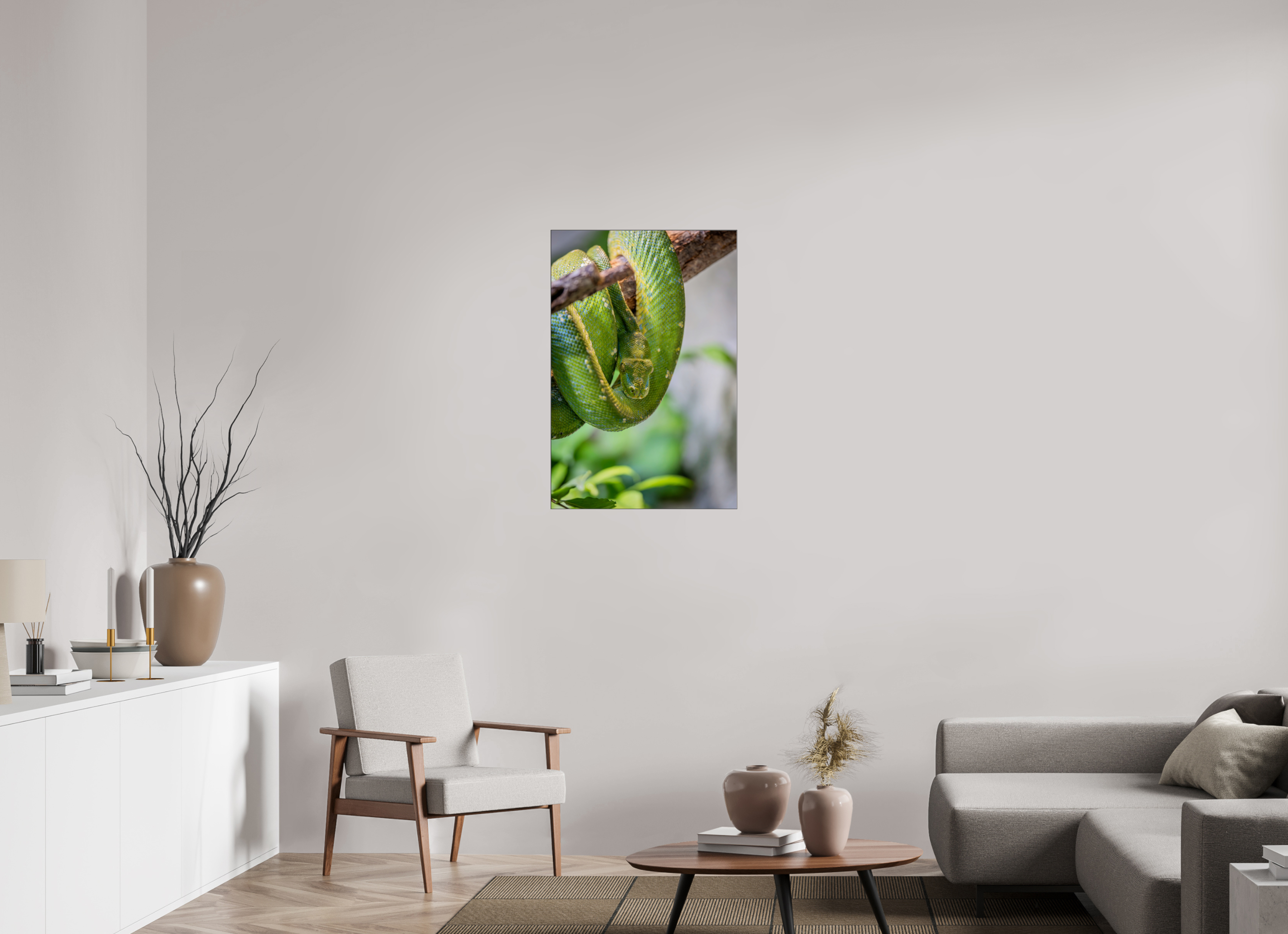 60 x 90 cm, Foto-Abzug hinter Acrylglas glänzend Coiled in Green