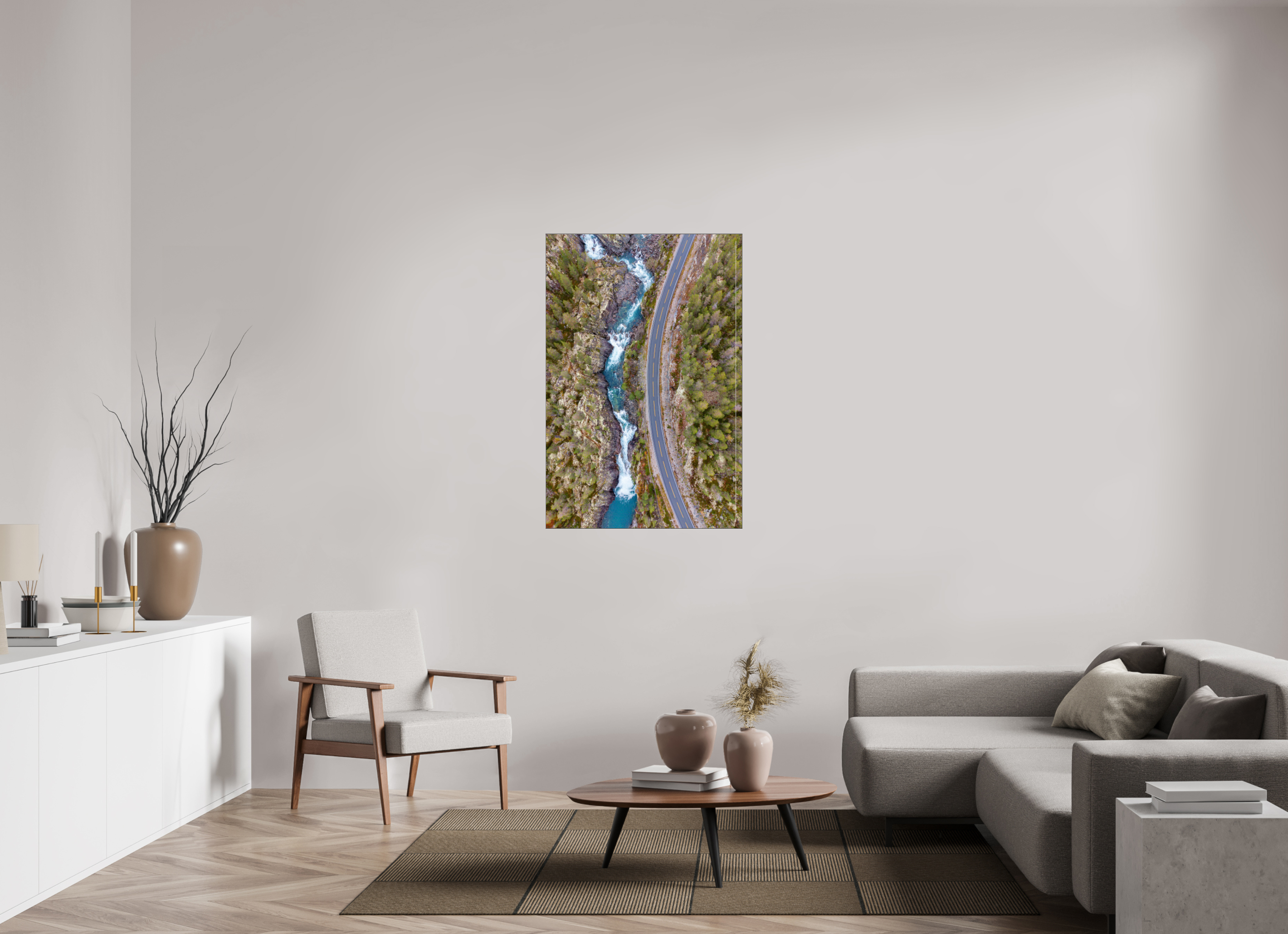 80 x 120 cm, Foto-Abzug hinter Acrylglas glänzend Aerial Rapids