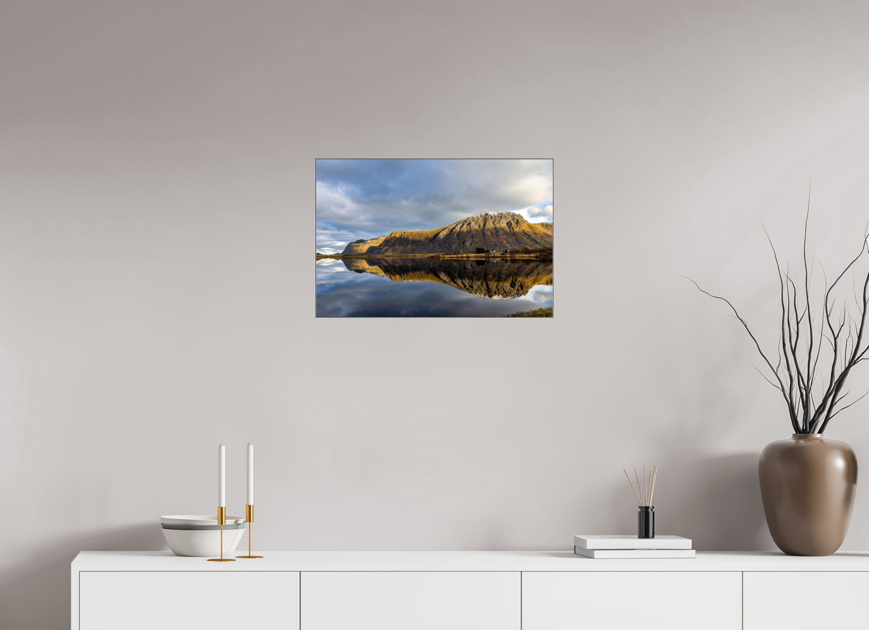 60 x 40 cm, Foto-Abzug hinter Acrylglas glänzend Mirror Mountains