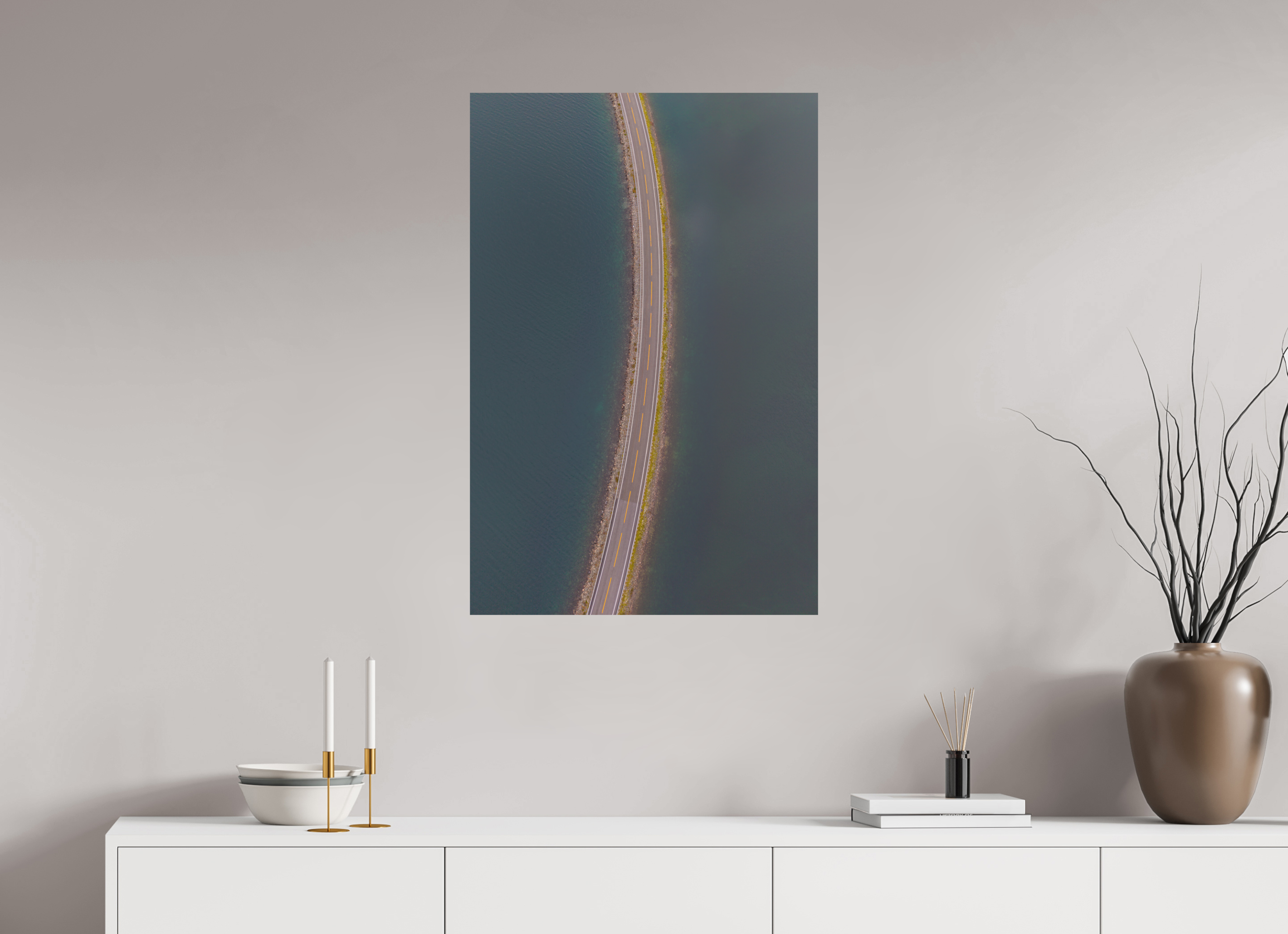 60 x 90 cm, Fine-Art Matt Road Through Water