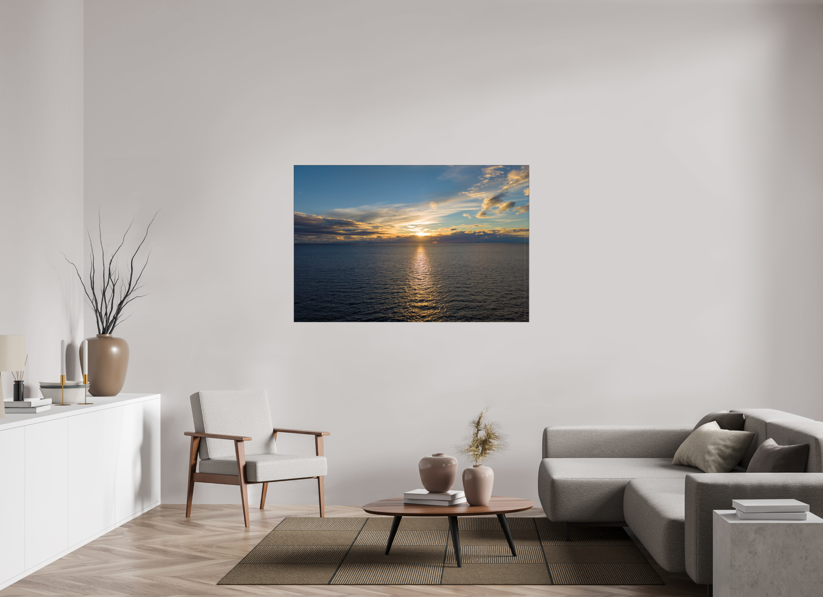 150 x 100 cm, Foto-Abzug hinter Acrylglas glänzend Ocean Sunrise