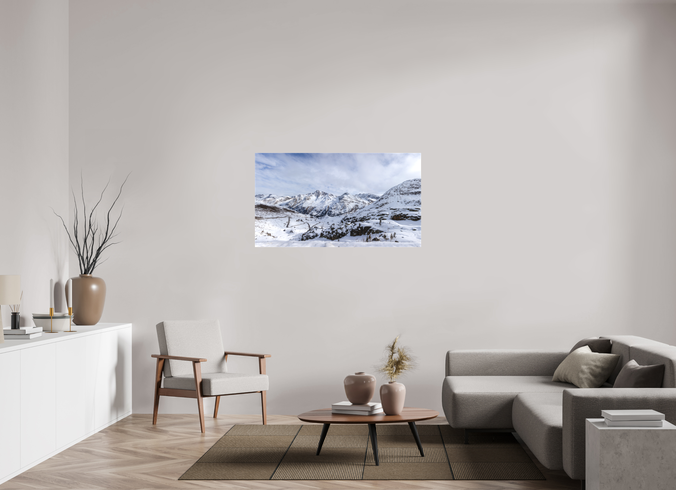 128 x 72 cm, Leinwand Alpine Panorama