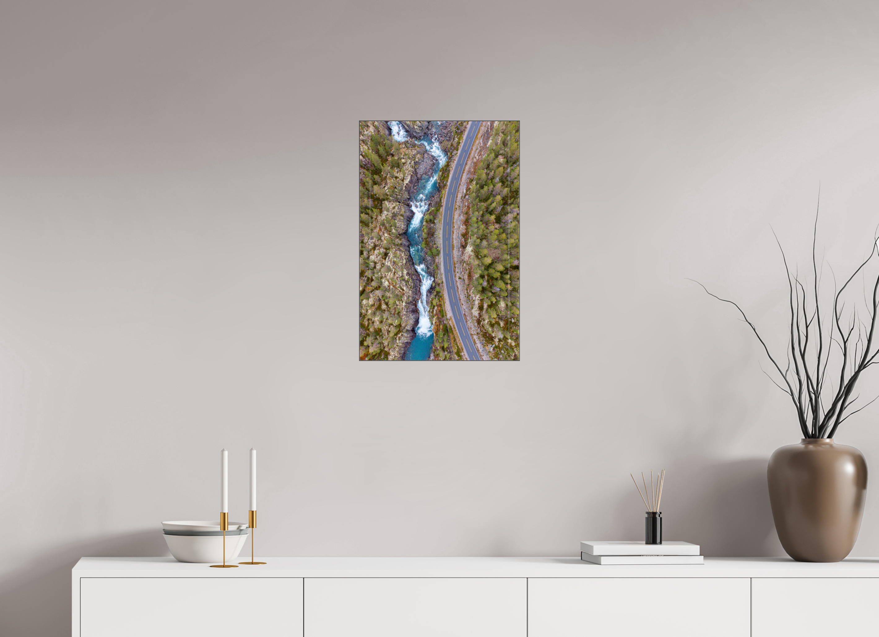 40 x 60 cm, Foto-Abzug hinter Acrylglas glänzend Aerial Rapids