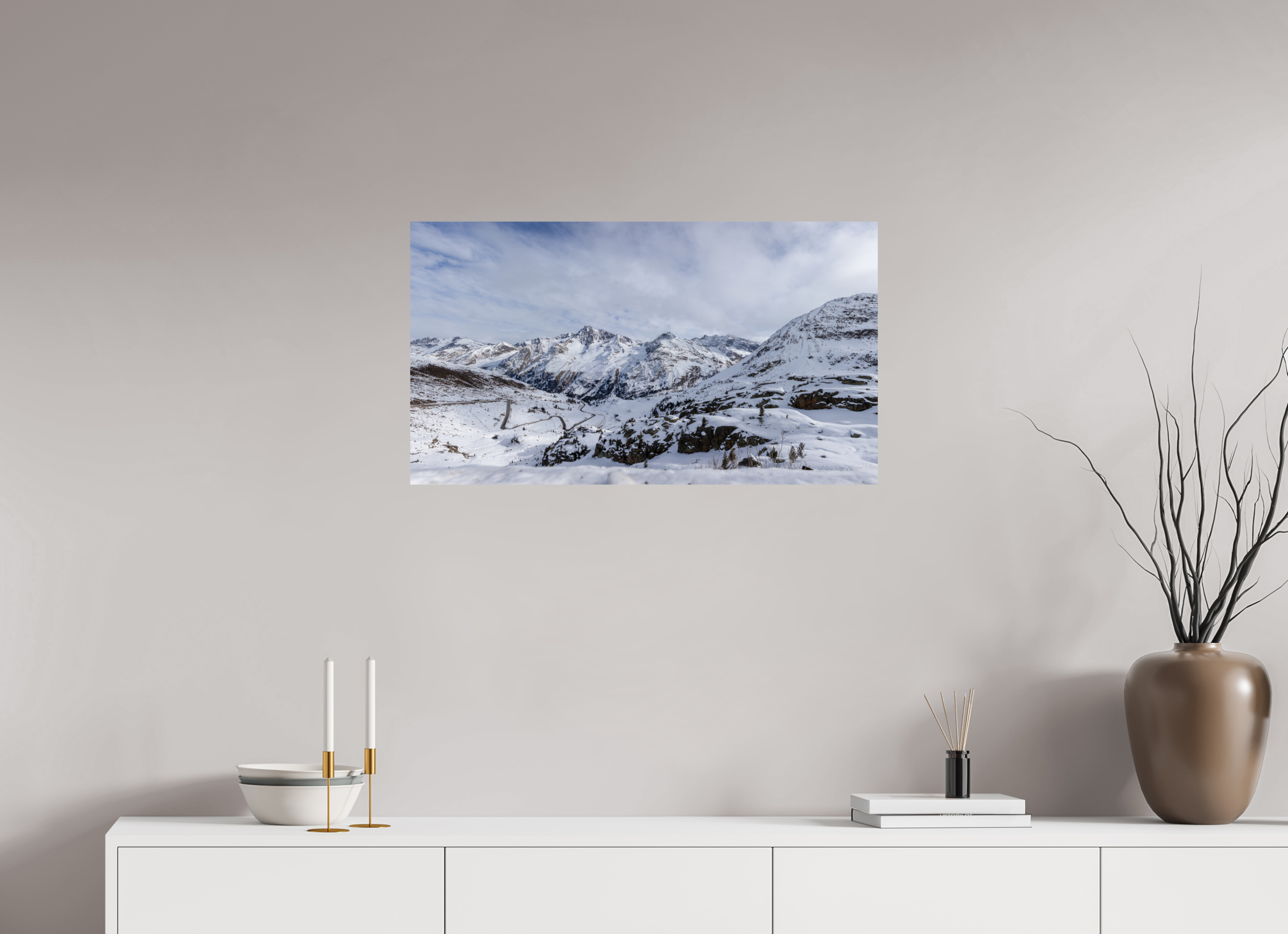80 x 45 cm, Fine Art Print auf Alu-Dibond Alpine Panorama